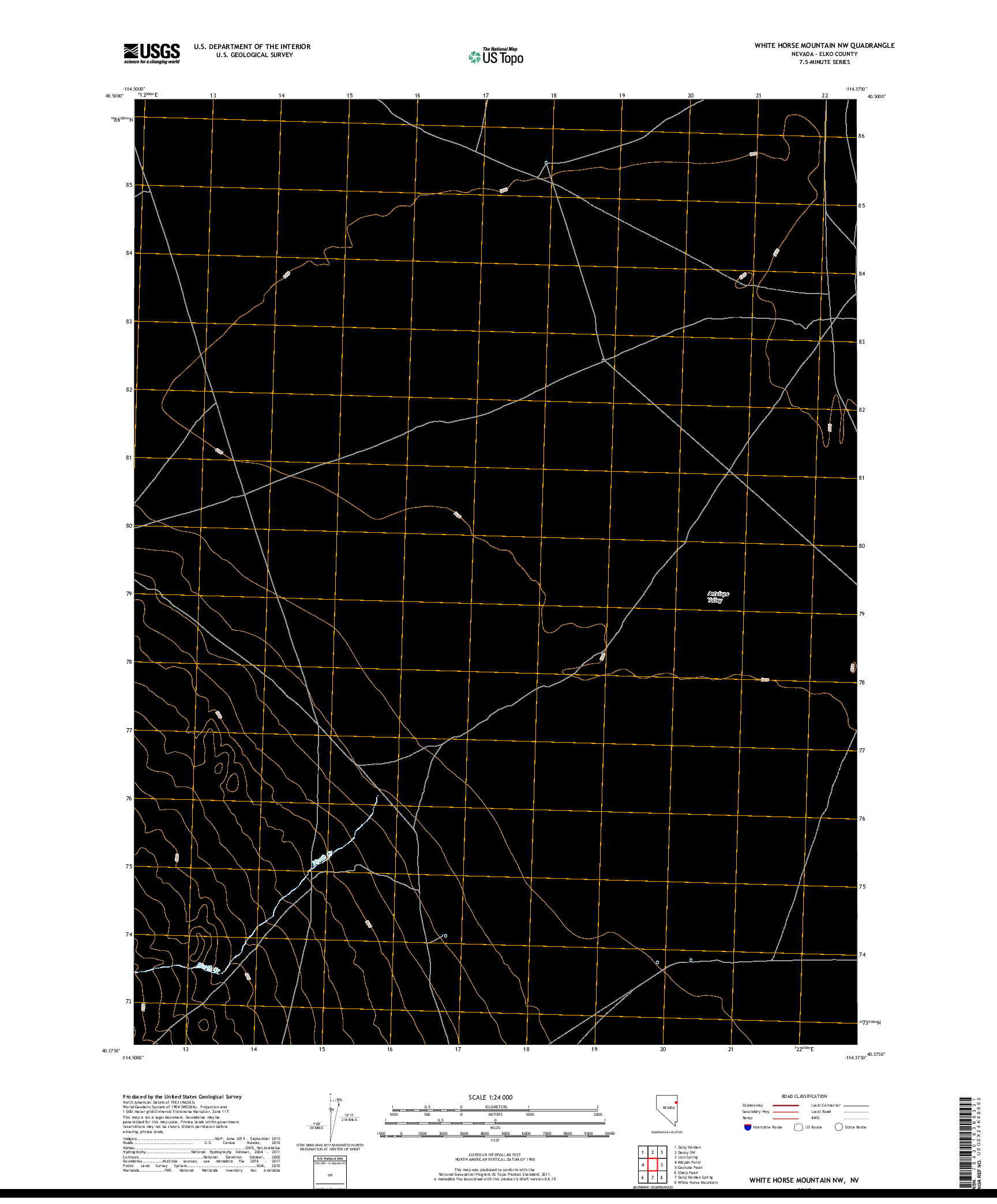 USGS US TOPO 7.5-MINUTE MAP FOR WHITE HORSE MOUNTAIN NW, NV 2018