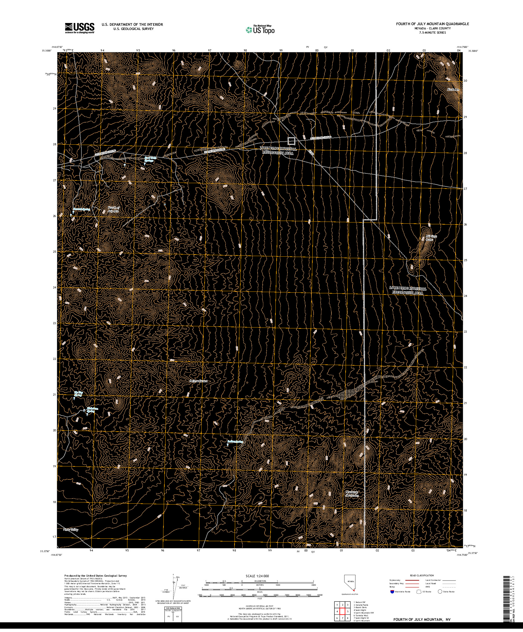 USGS US TOPO 7.5-MINUTE MAP FOR FOURTH OF JULY MOUNTAIN, NV 2018