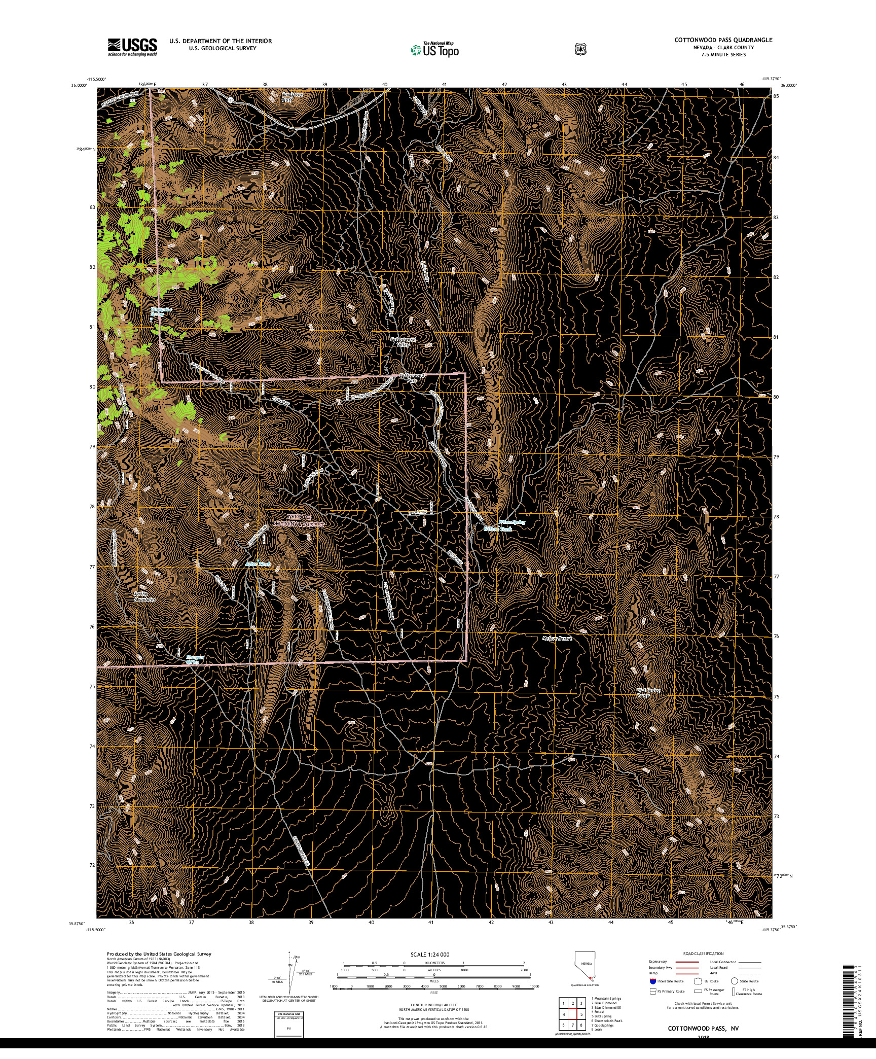 USGS US TOPO 7.5-MINUTE MAP FOR COTTONWOOD PASS, NV 2018