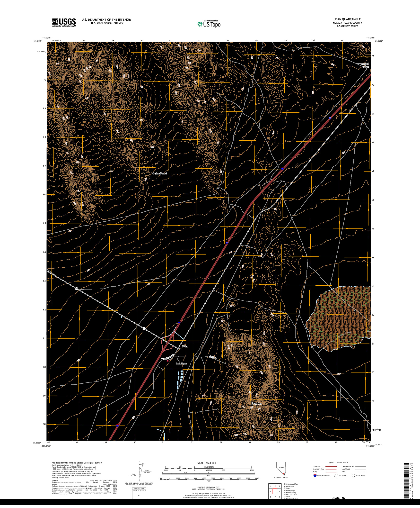 USGS US TOPO 7.5-MINUTE MAP FOR JEAN, NV 2018