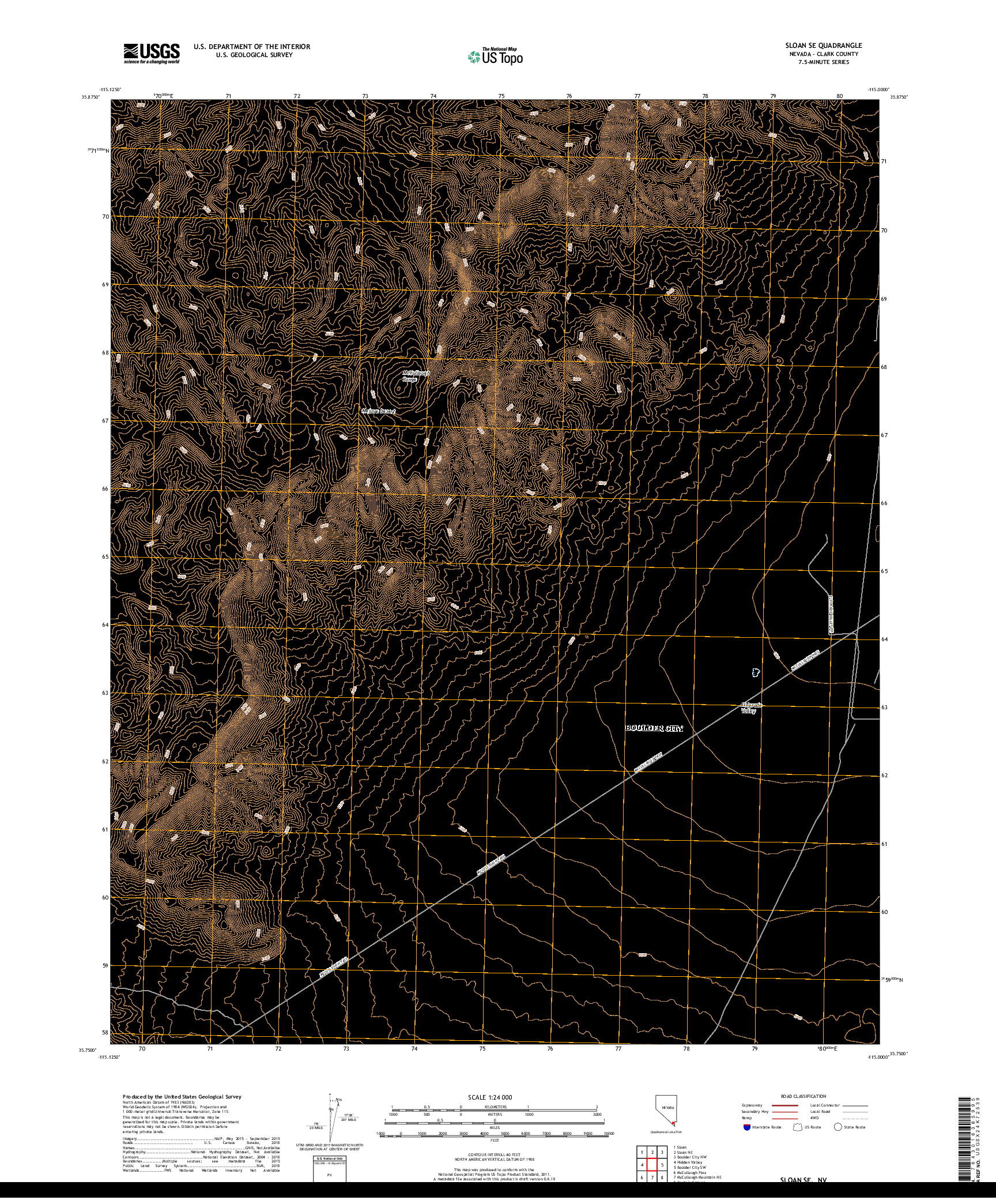 USGS US TOPO 7.5-MINUTE MAP FOR SLOAN SE, NV 2018