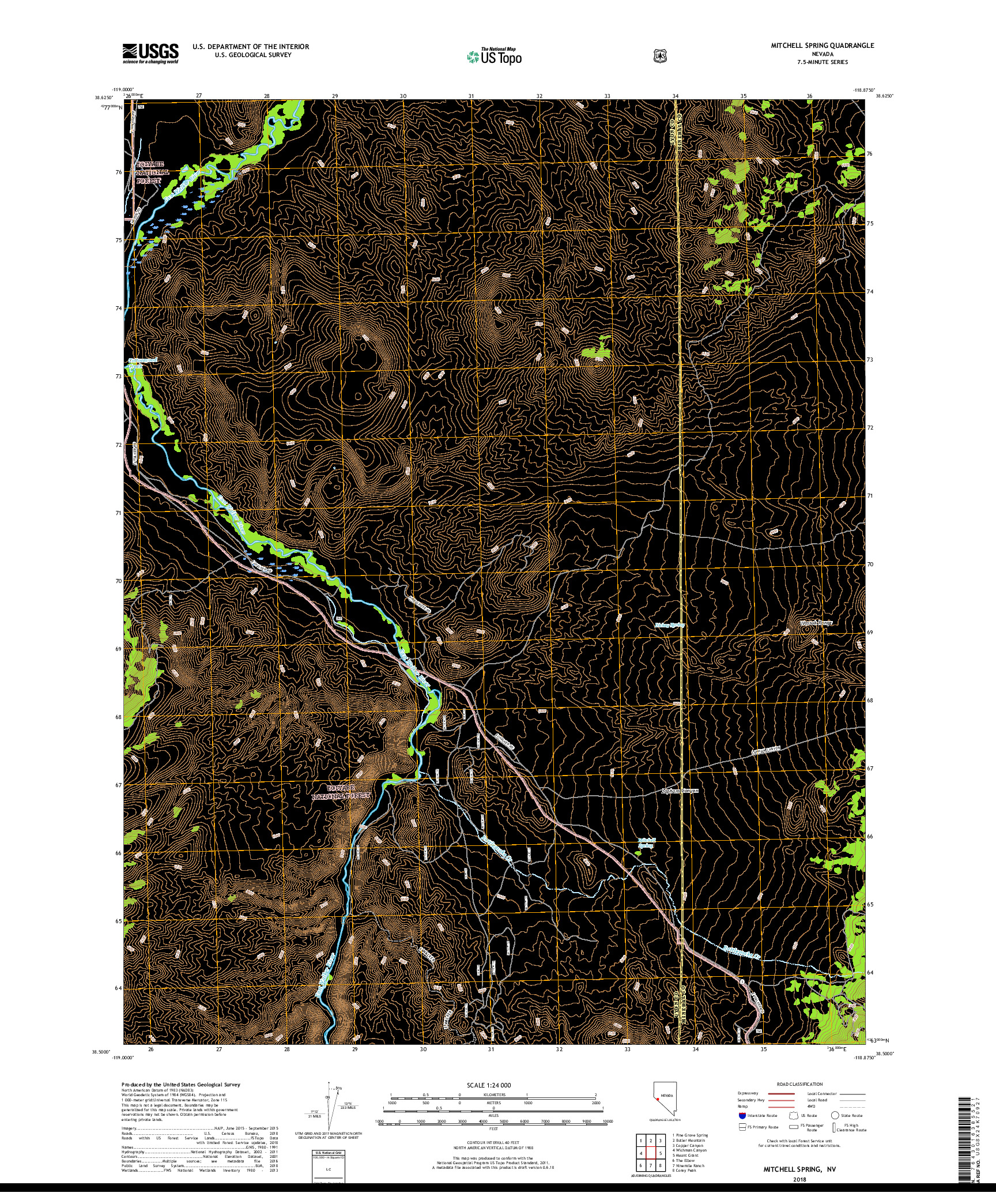 USGS US TOPO 7.5-MINUTE MAP FOR MITCHELL SPRING, NV 2018