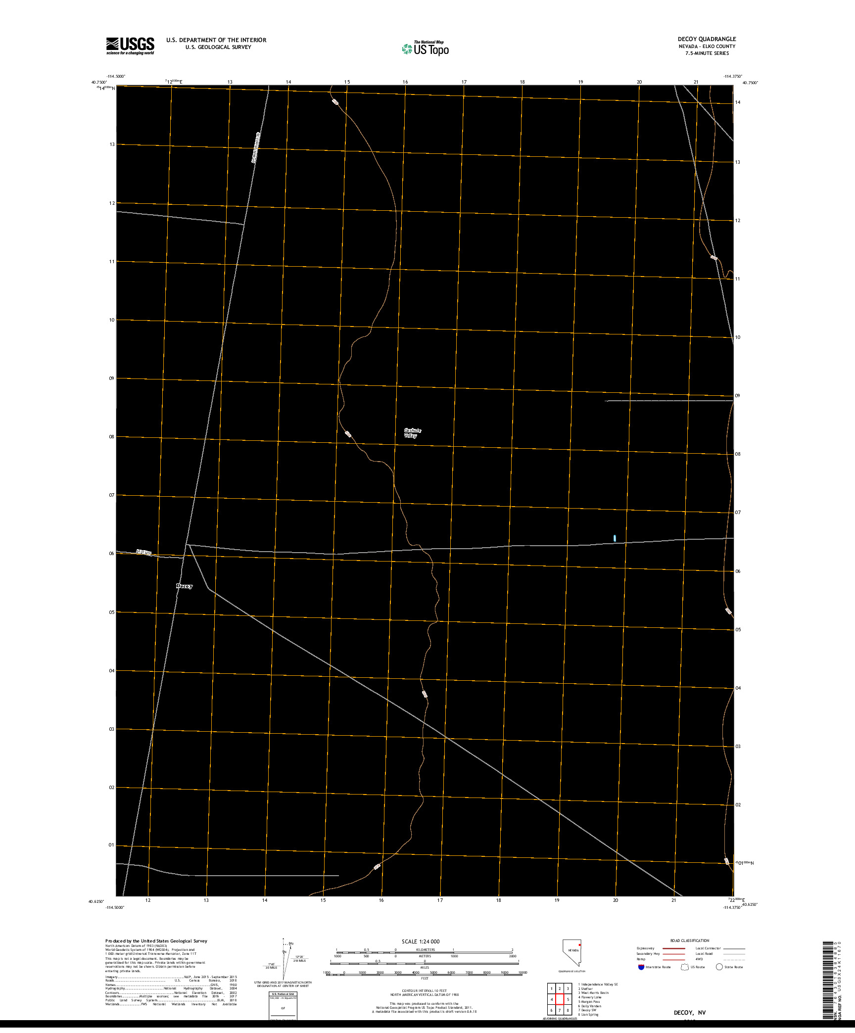 USGS US TOPO 7.5-MINUTE MAP FOR DECOY, NV 2018