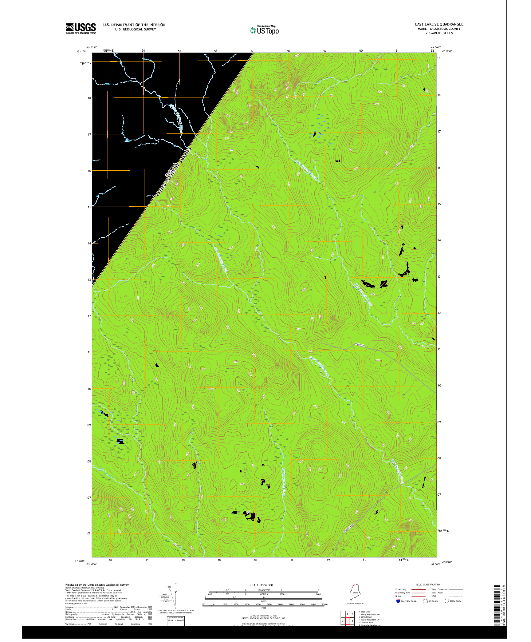 USGS US TOPO 7.5-MINUTE MAP FOR EAST LAKE SE, ME,QC 2018