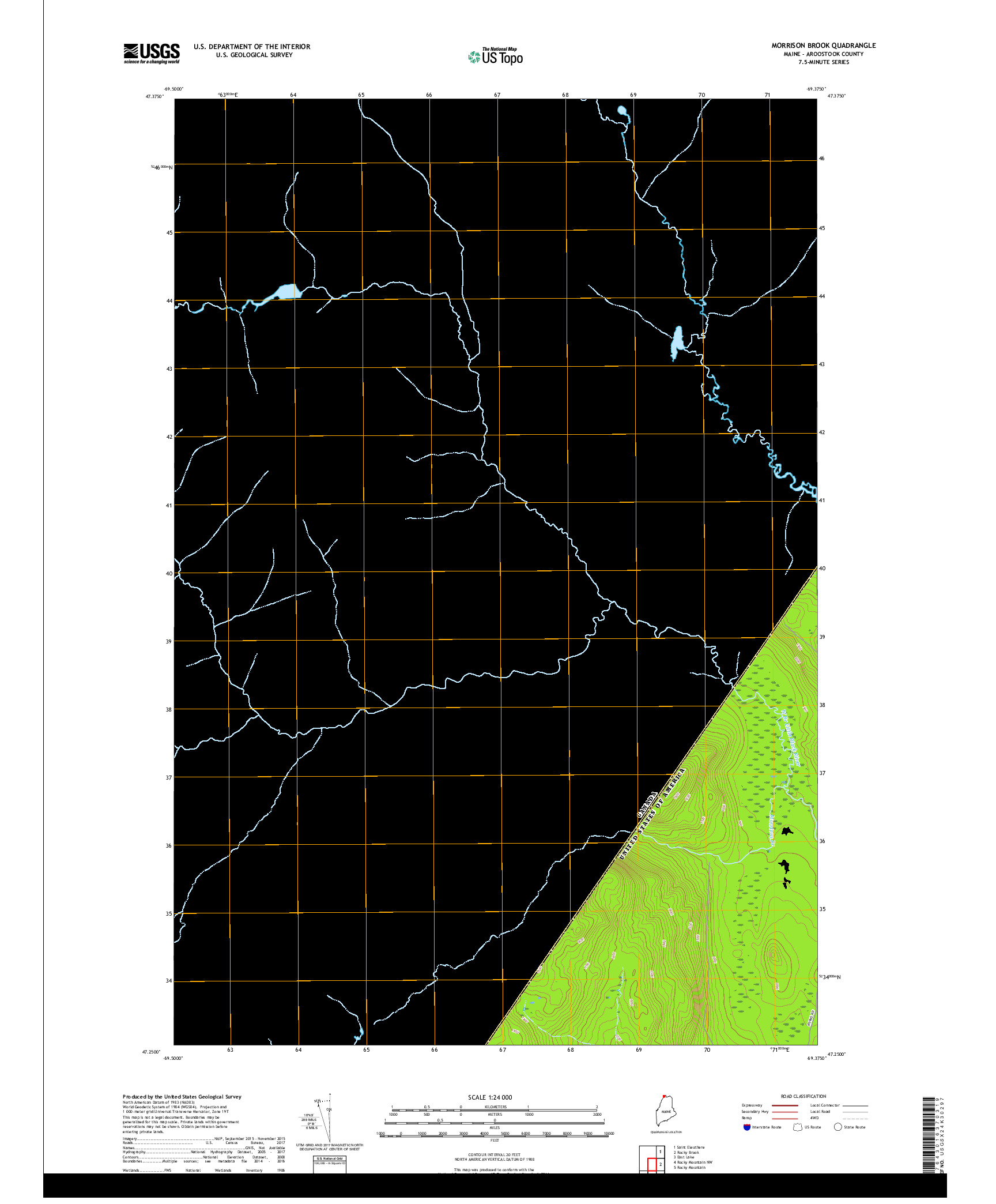 USGS US TOPO 7.5-MINUTE MAP FOR MORRISON BROOK, ME,QC 2018