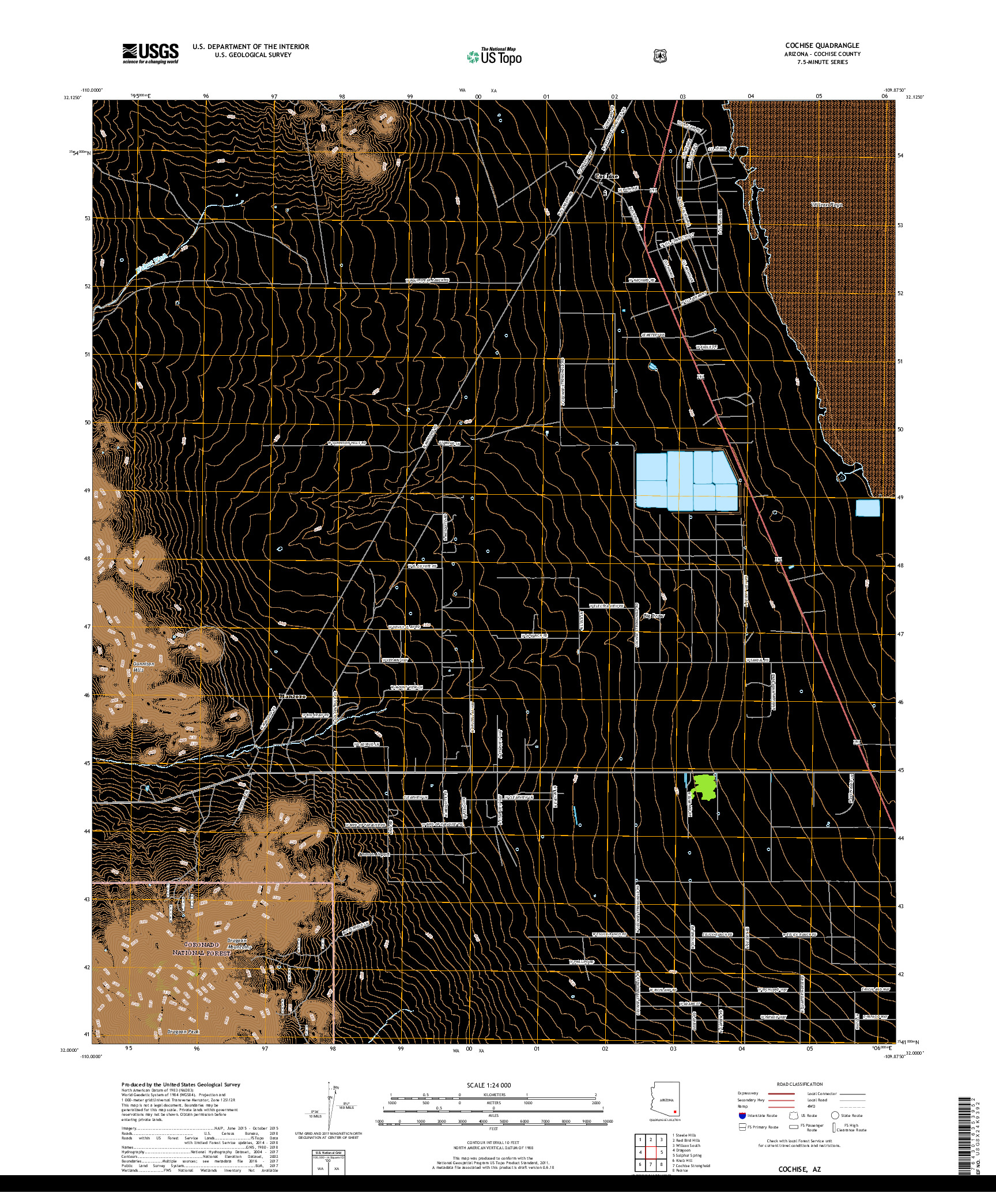 USGS US TOPO 7.5-MINUTE MAP FOR COCHISE, AZ 2018