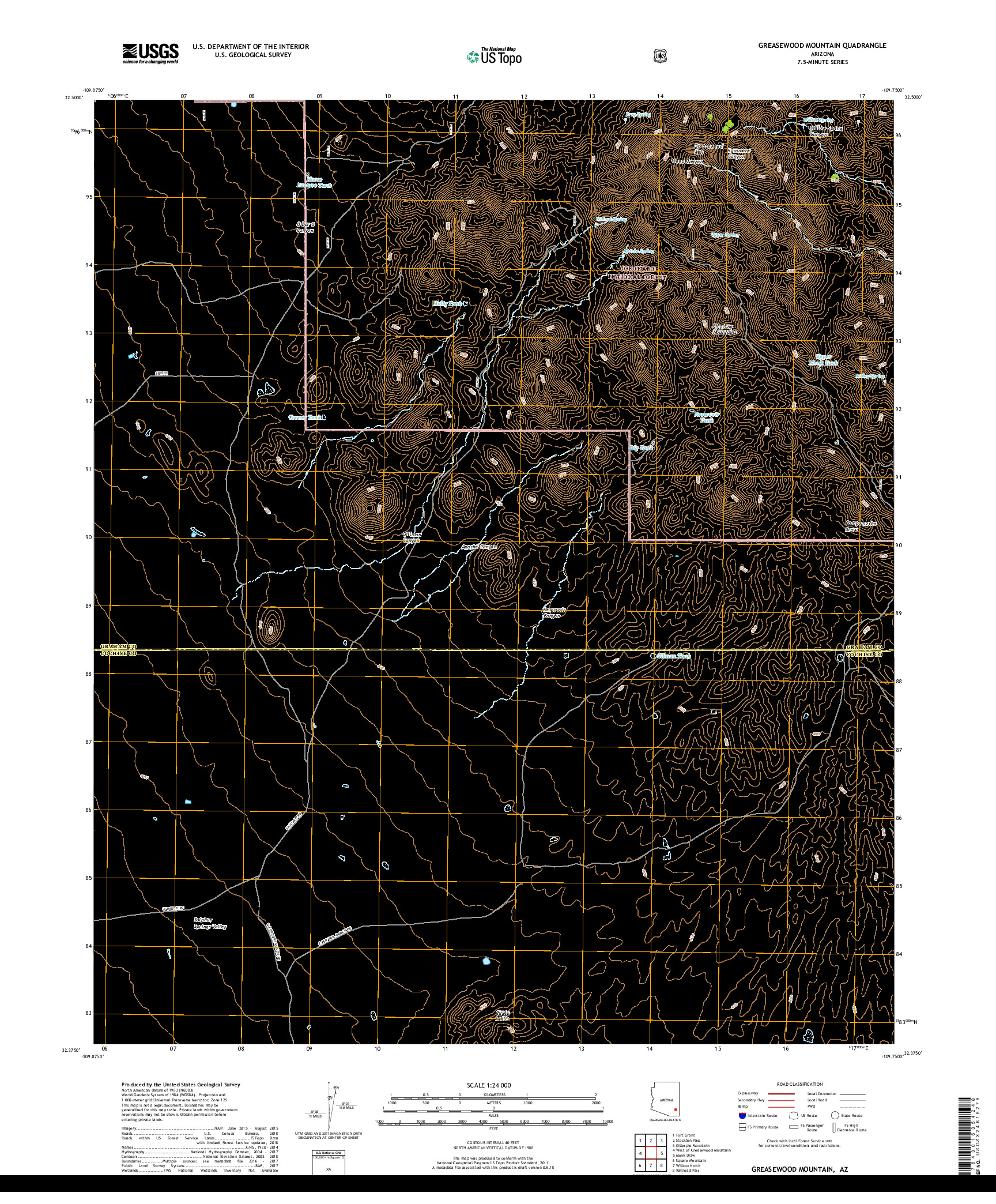 USGS US TOPO 7.5-MINUTE MAP FOR GREASEWOOD MOUNTAIN, AZ 2018