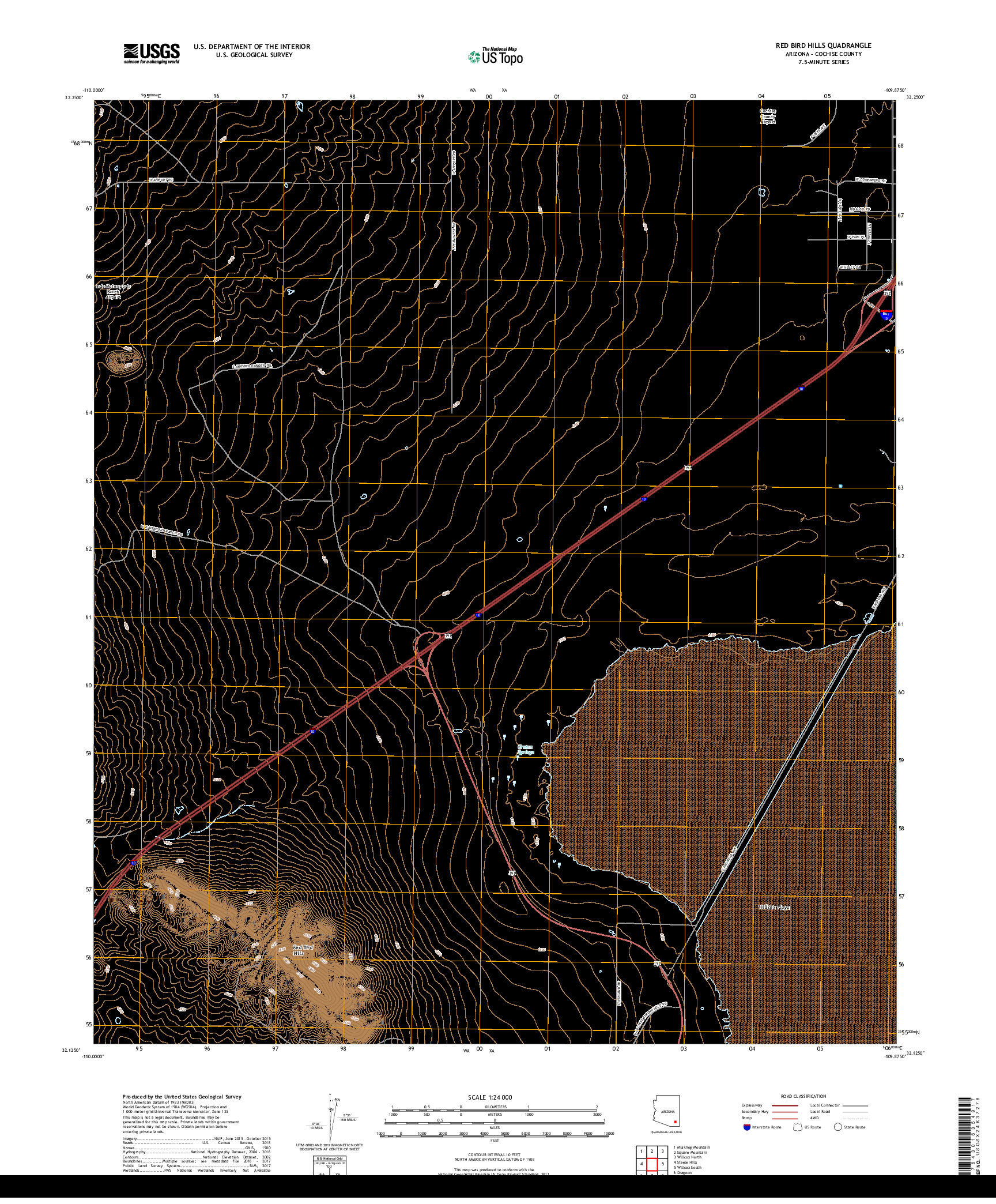 USGS US TOPO 7.5-MINUTE MAP FOR RED BIRD HILLS, AZ 2018