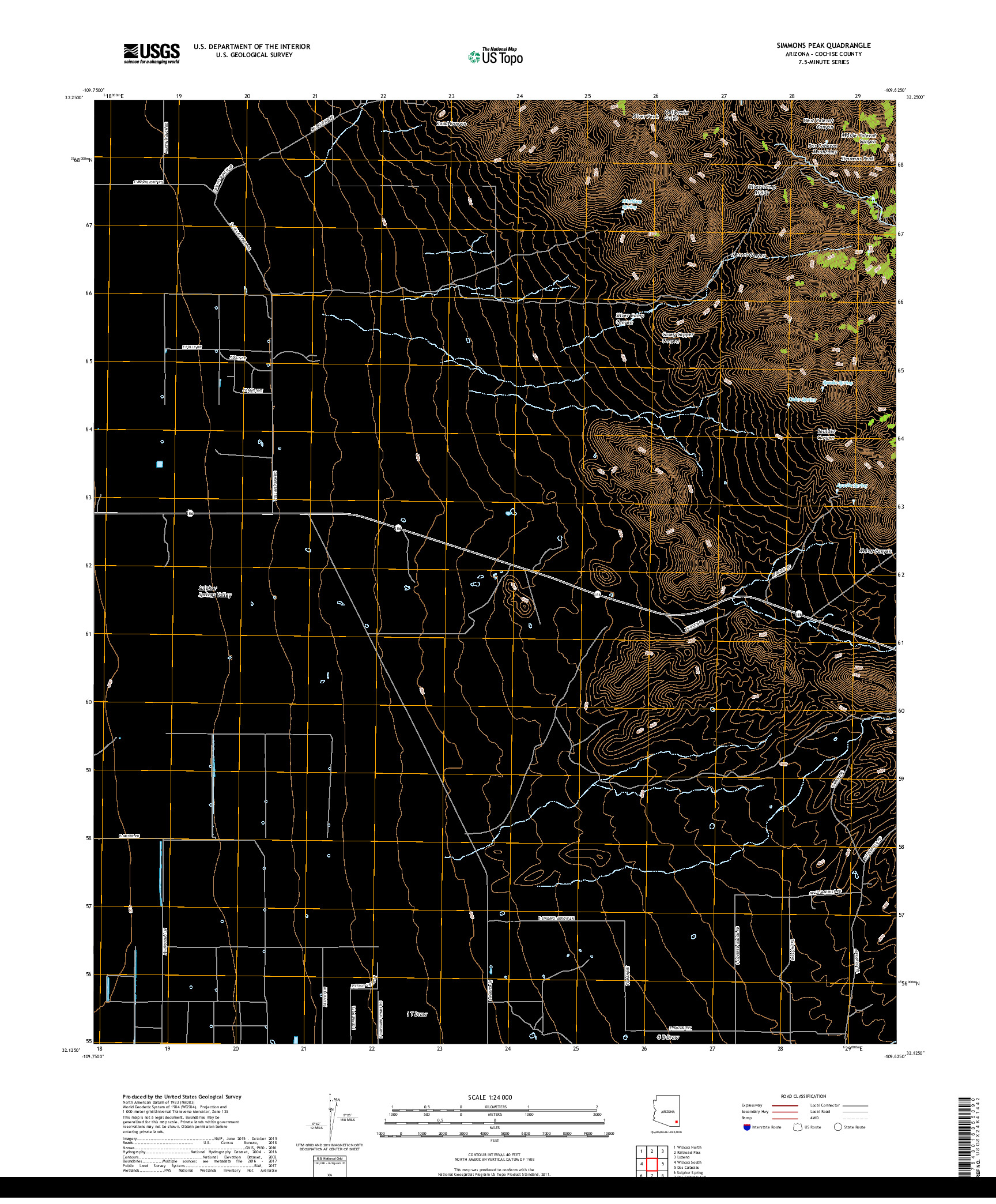 USGS US TOPO 7.5-MINUTE MAP FOR SIMMONS PEAK, AZ 2018