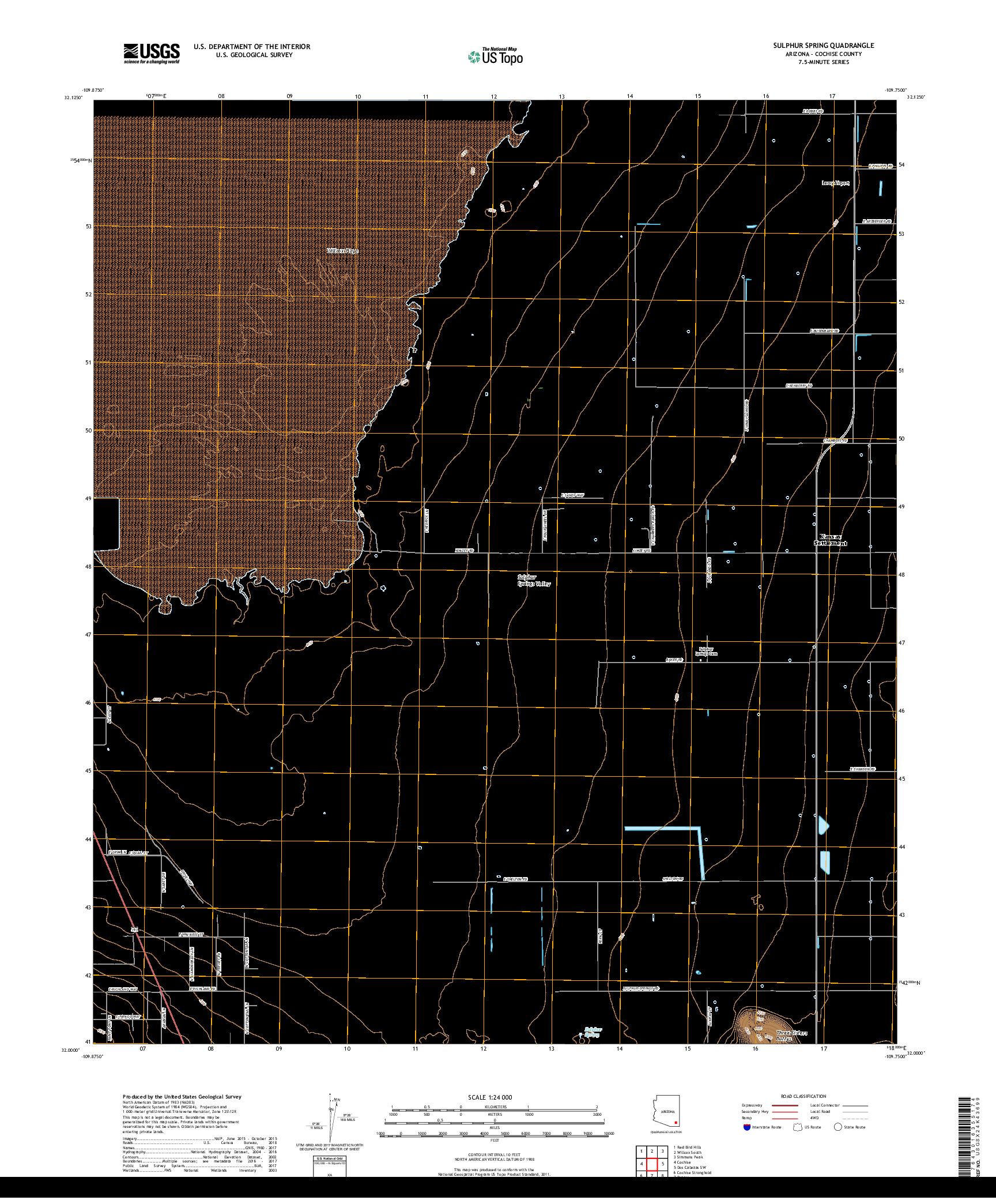 USGS US TOPO 7.5-MINUTE MAP FOR SULPHUR SPRING, AZ 2018