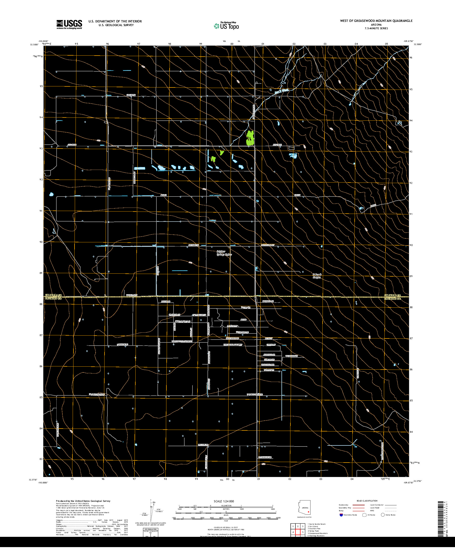 USGS US TOPO 7.5-MINUTE MAP FOR WEST OF GREASEWOOD MOUNTAIN, AZ 2018