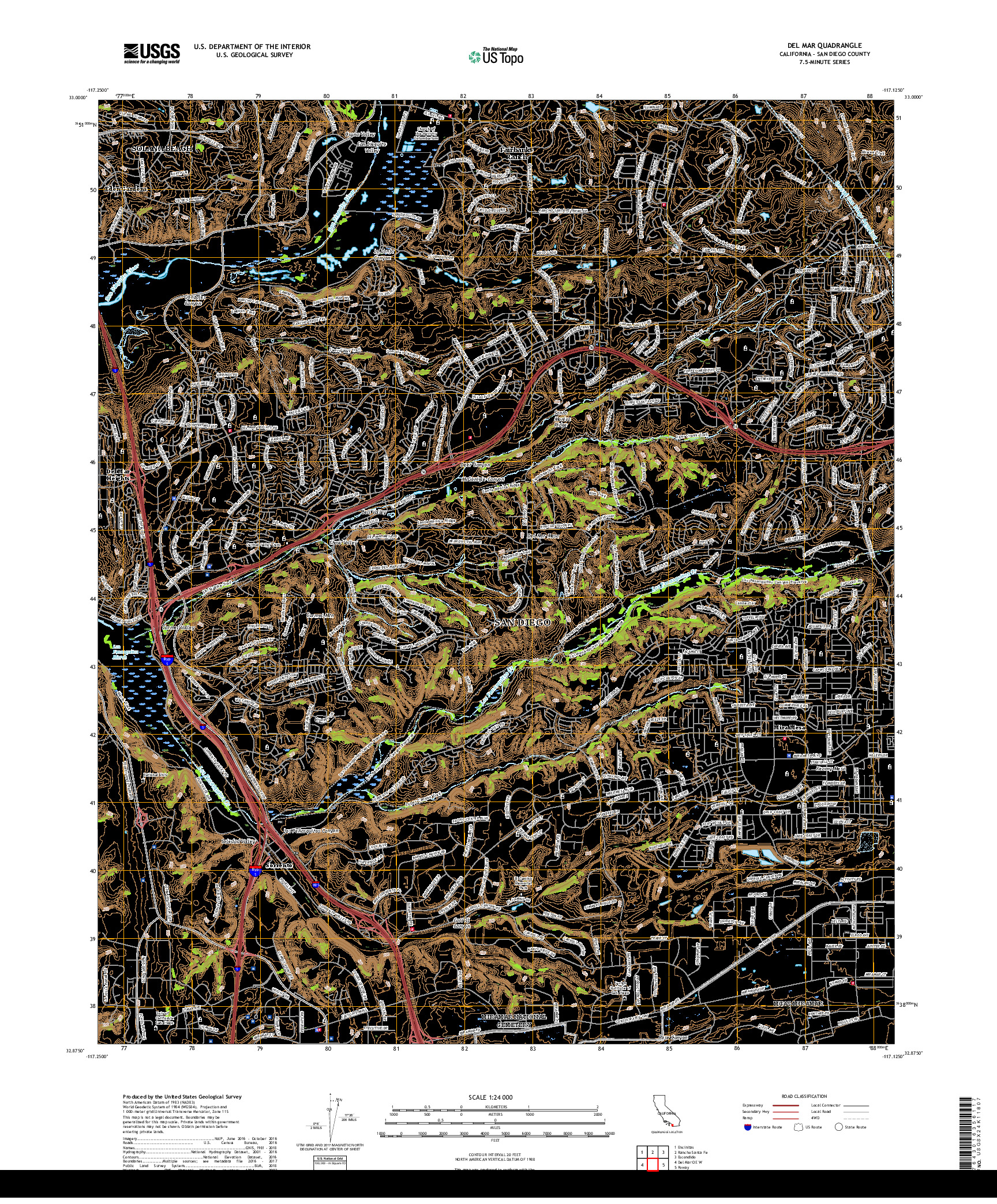 USGS US TOPO 7.5-MINUTE MAP FOR DEL MAR, CA 2018