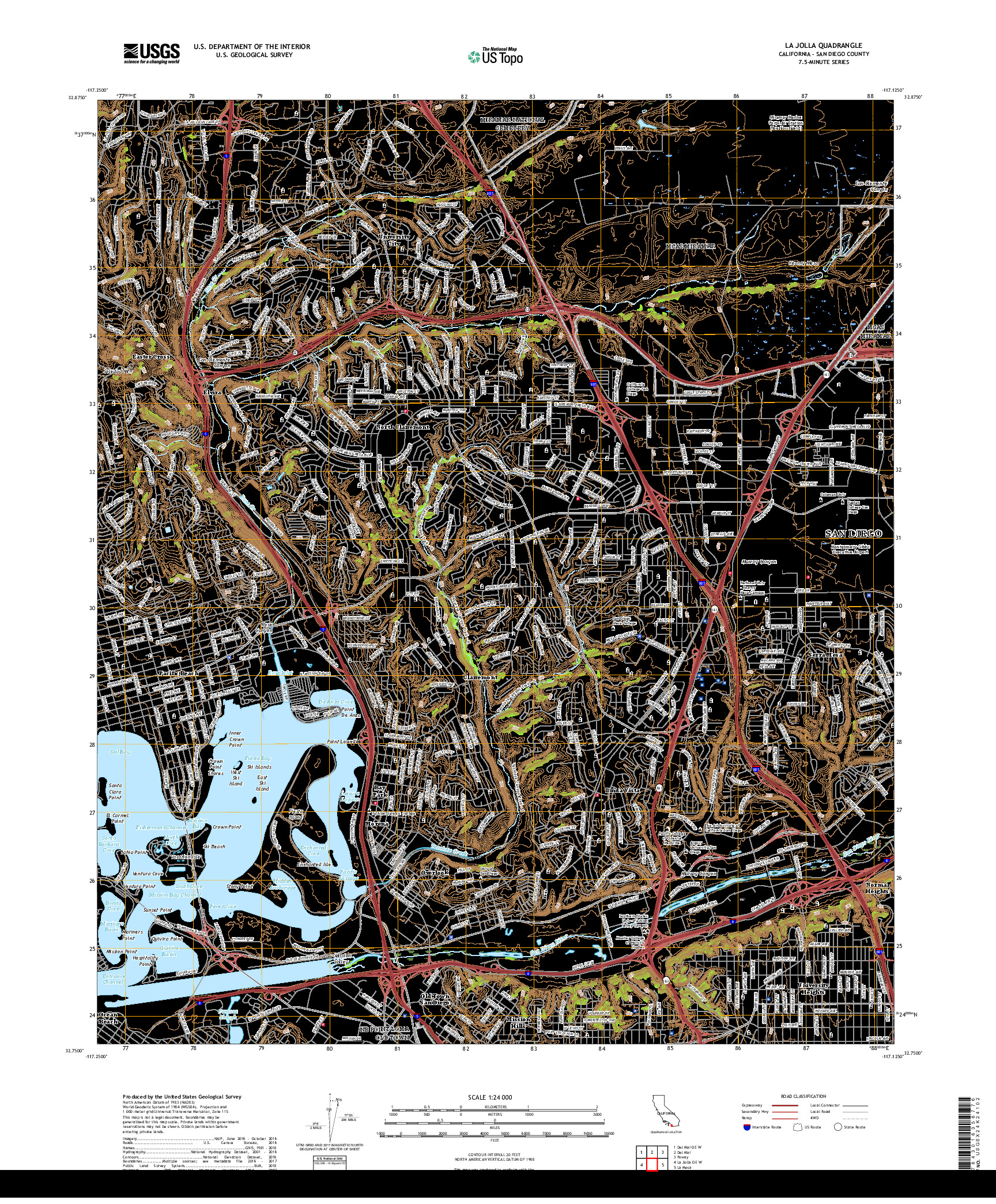 USGS US TOPO 7.5-MINUTE MAP FOR LA JOLLA, CA 2018