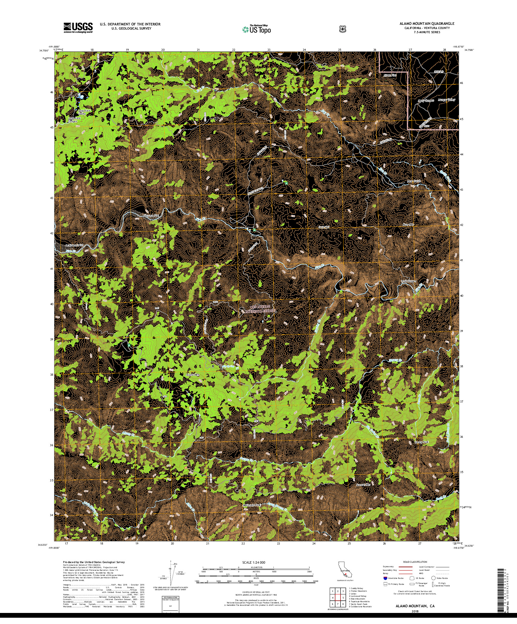 USGS US TOPO 7.5-MINUTE MAP FOR ALAMO MOUNTAIN, CA 2018