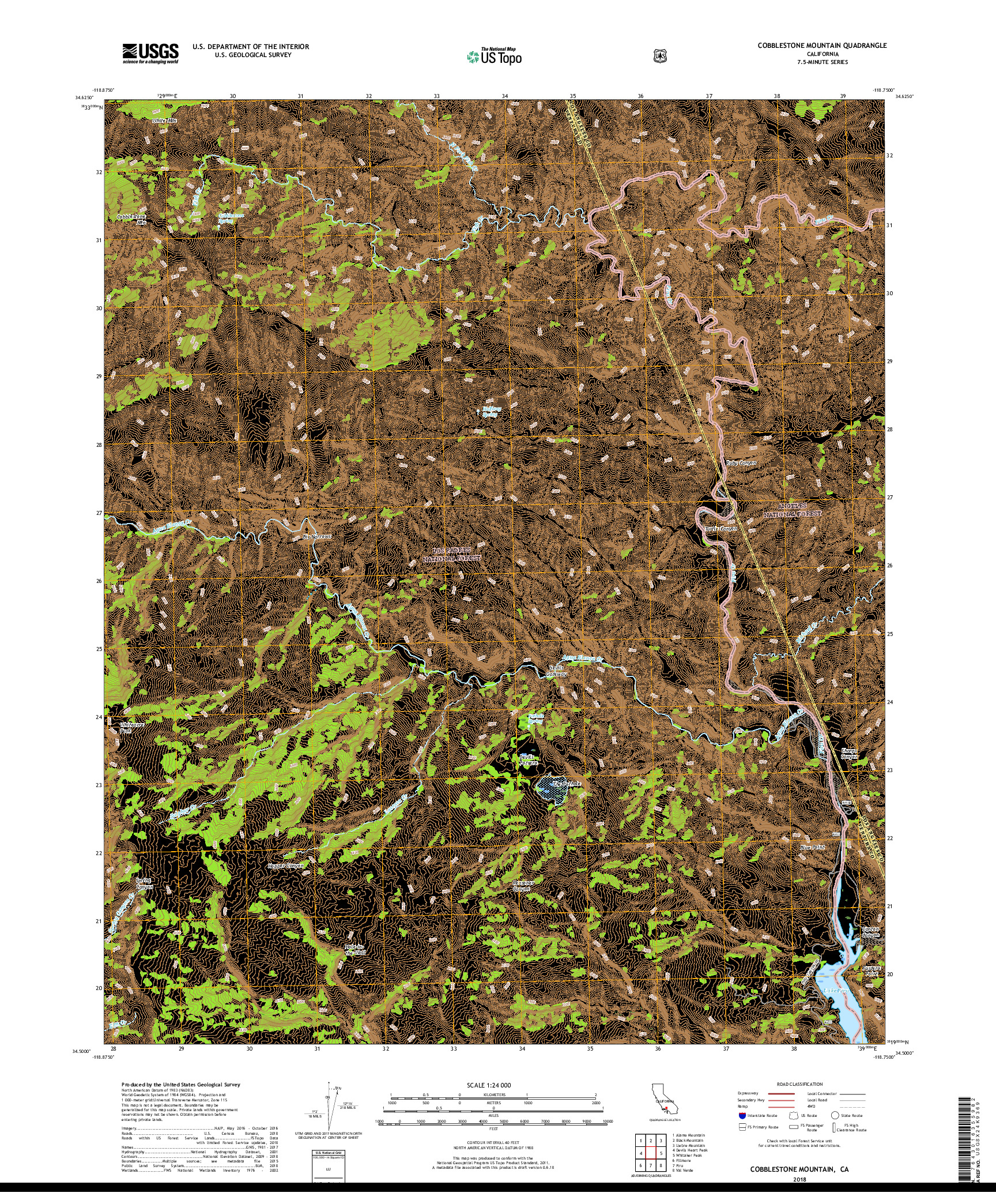 USGS US TOPO 7.5-MINUTE MAP FOR COBBLESTONE MOUNTAIN, CA 2018