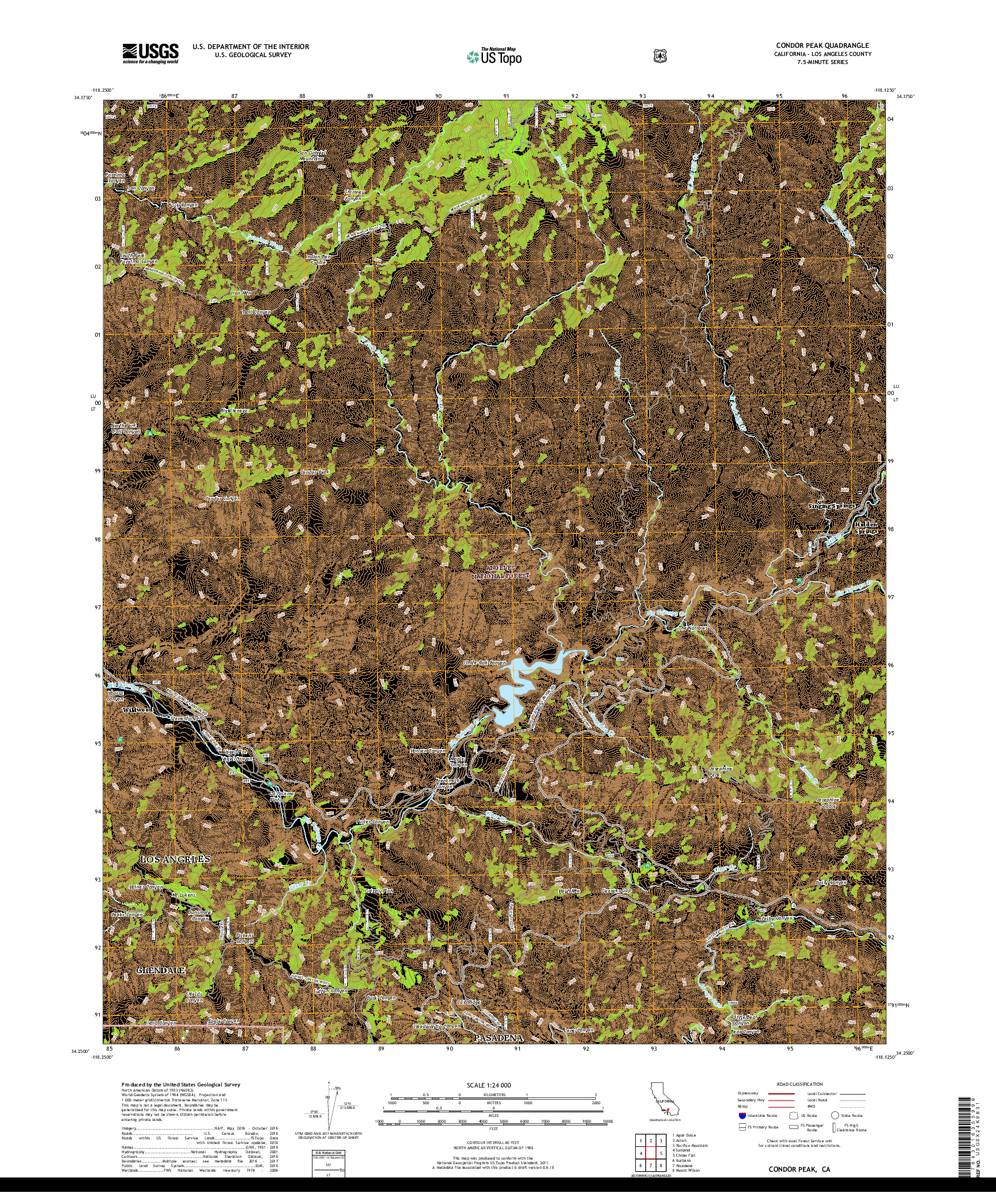 USGS US TOPO 7.5-MINUTE MAP FOR CONDOR PEAK, CA 2018