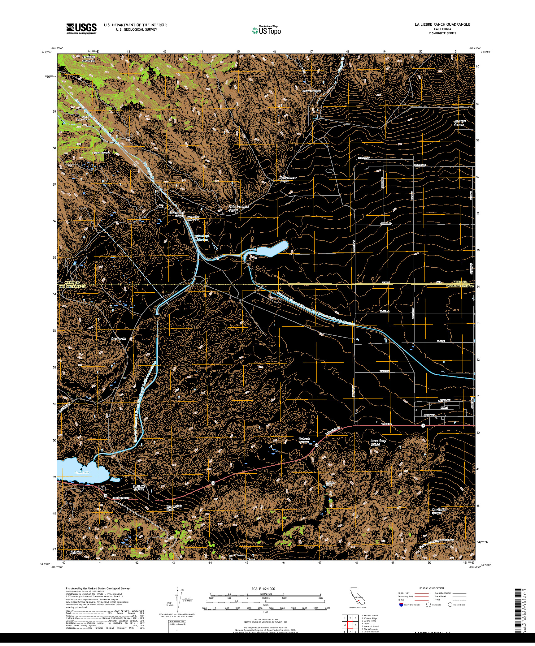 USGS US TOPO 7.5-MINUTE MAP FOR LA LIEBRE RANCH, CA 2018