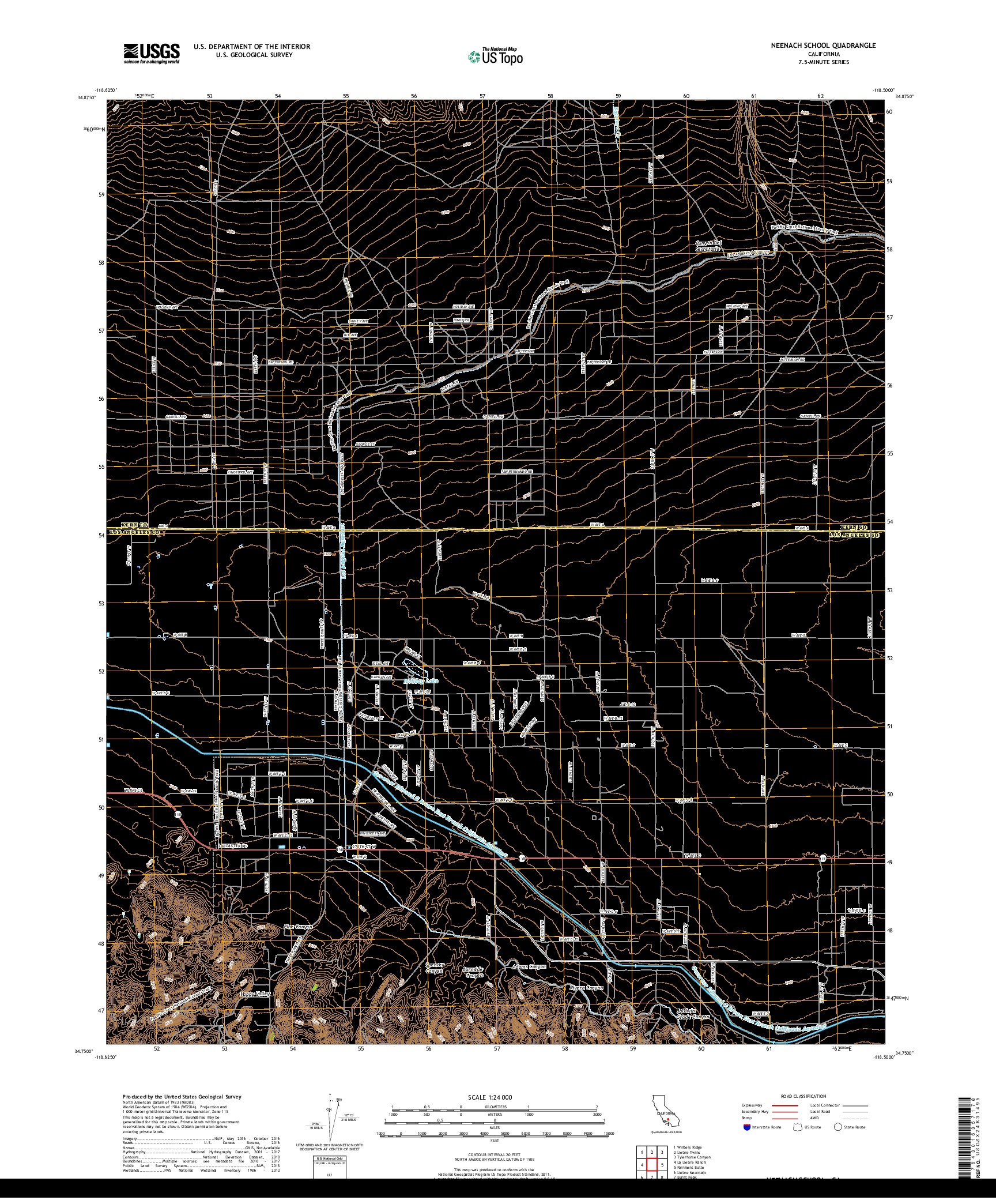 USGS US TOPO 7.5-MINUTE MAP FOR NEENACH SCHOOL, CA 2018