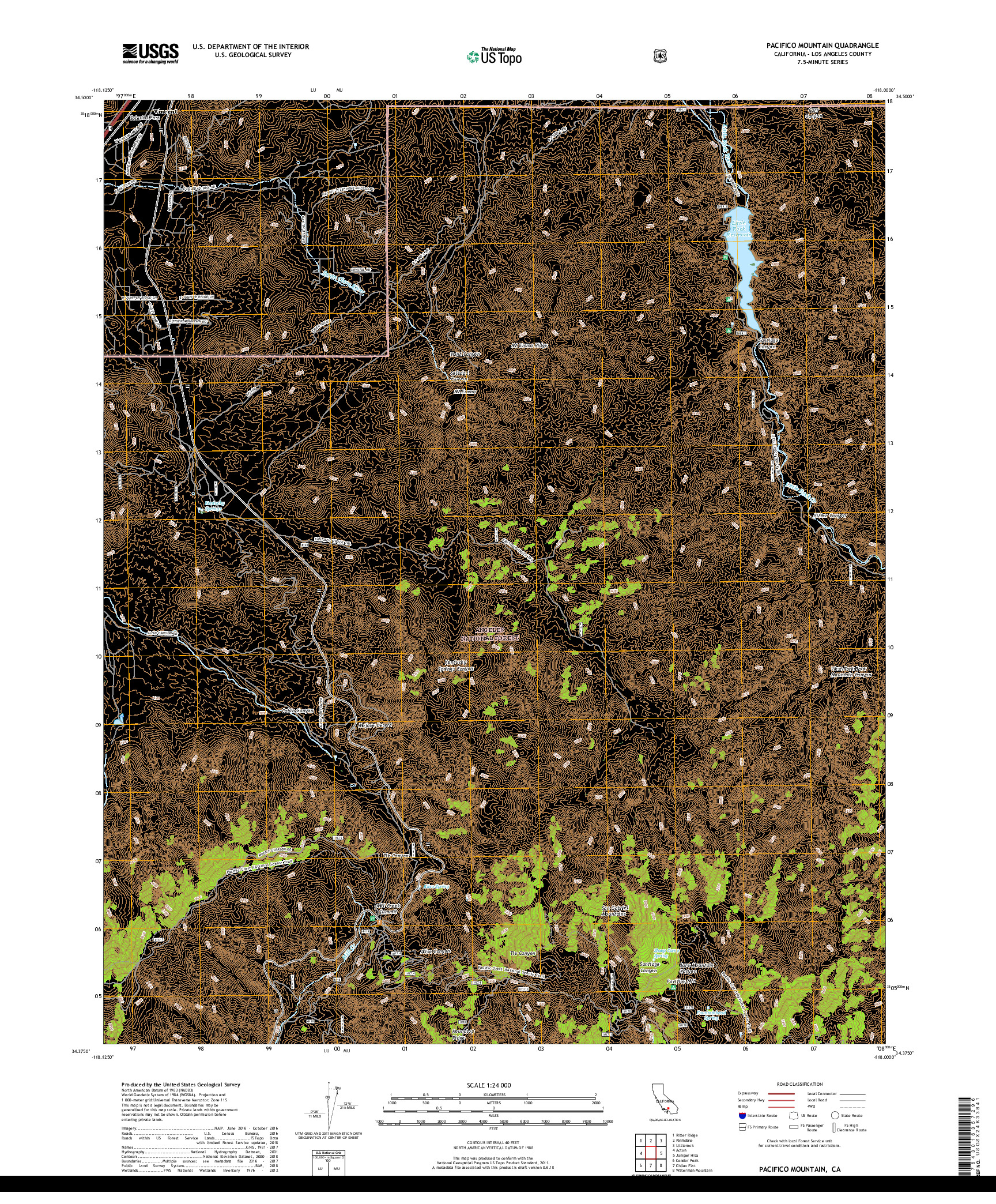 USGS US TOPO 7.5-MINUTE MAP FOR PACIFICO MOUNTAIN, CA 2018