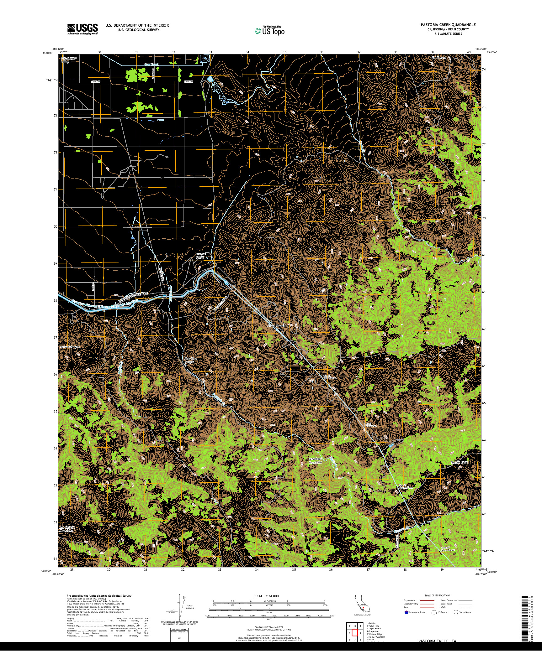 USGS US TOPO 7.5-MINUTE MAP FOR PASTORIA CREEK, CA 2018