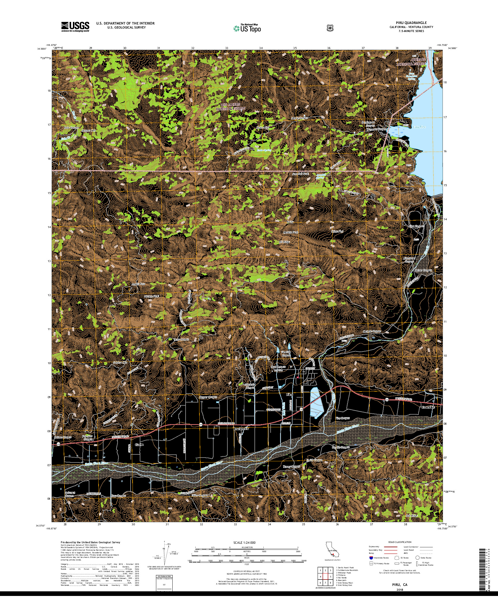 USGS US TOPO 7.5-MINUTE MAP FOR PIRU, CA 2018