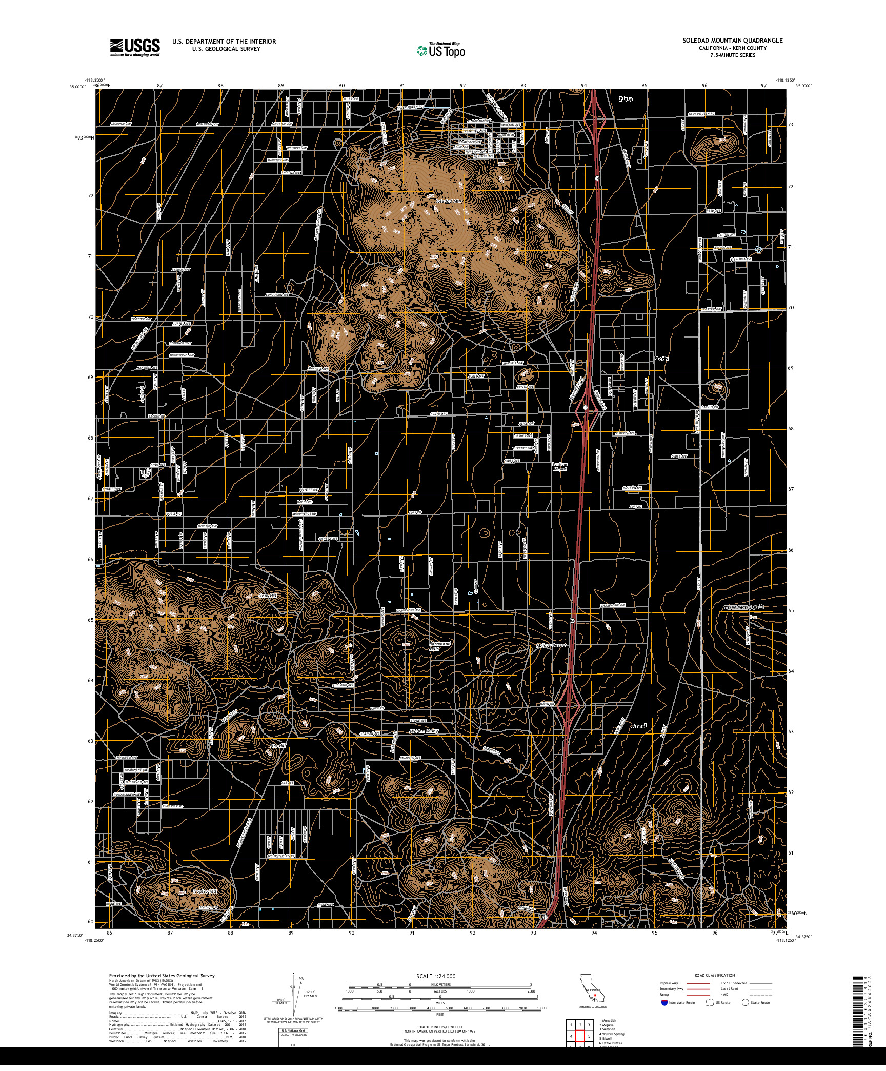 USGS US TOPO 7.5-MINUTE MAP FOR SOLEDAD MOUNTAIN, CA 2018