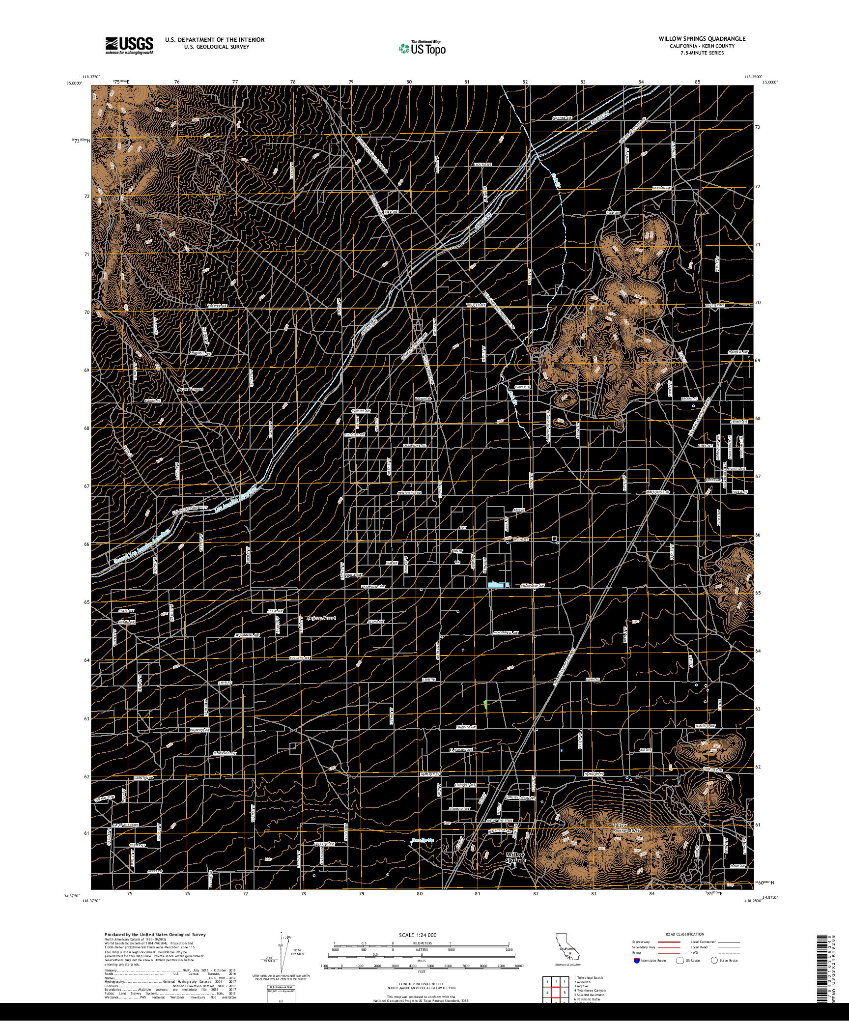 USGS US TOPO 7.5-MINUTE MAP FOR WILLOW SPRINGS, CA 2018