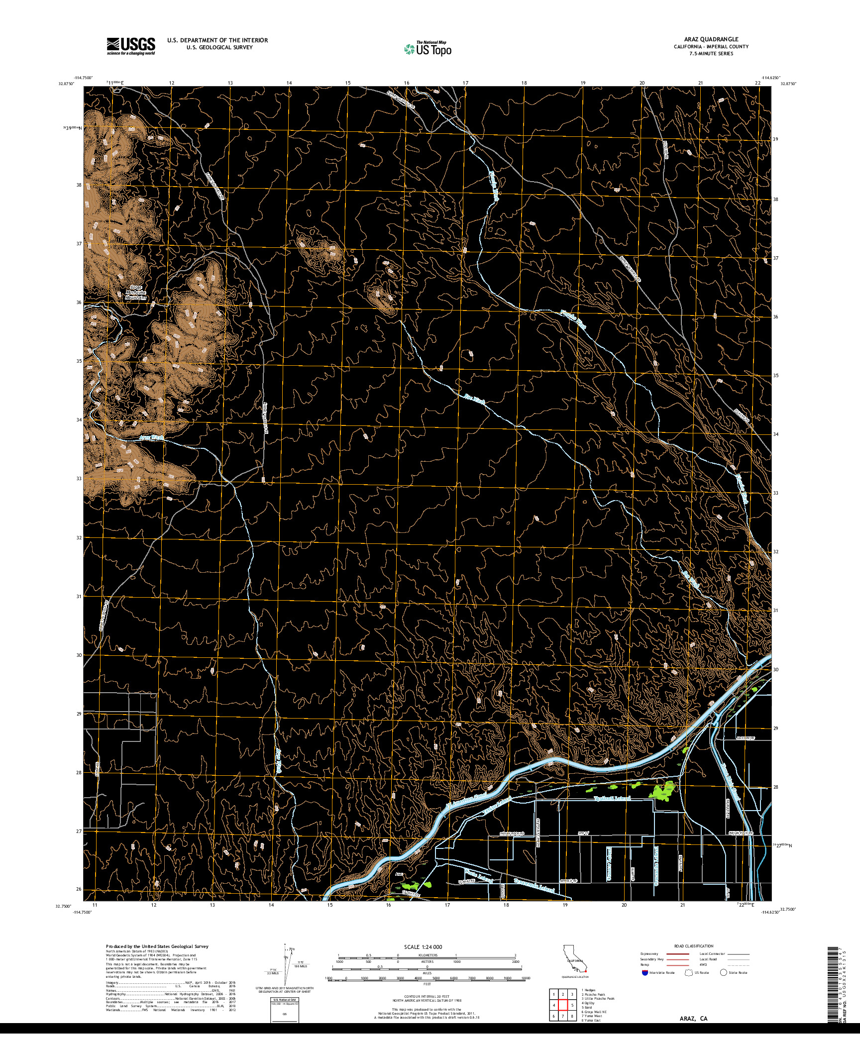 USGS US TOPO 7.5-MINUTE MAP FOR ARAZ, CA 2018