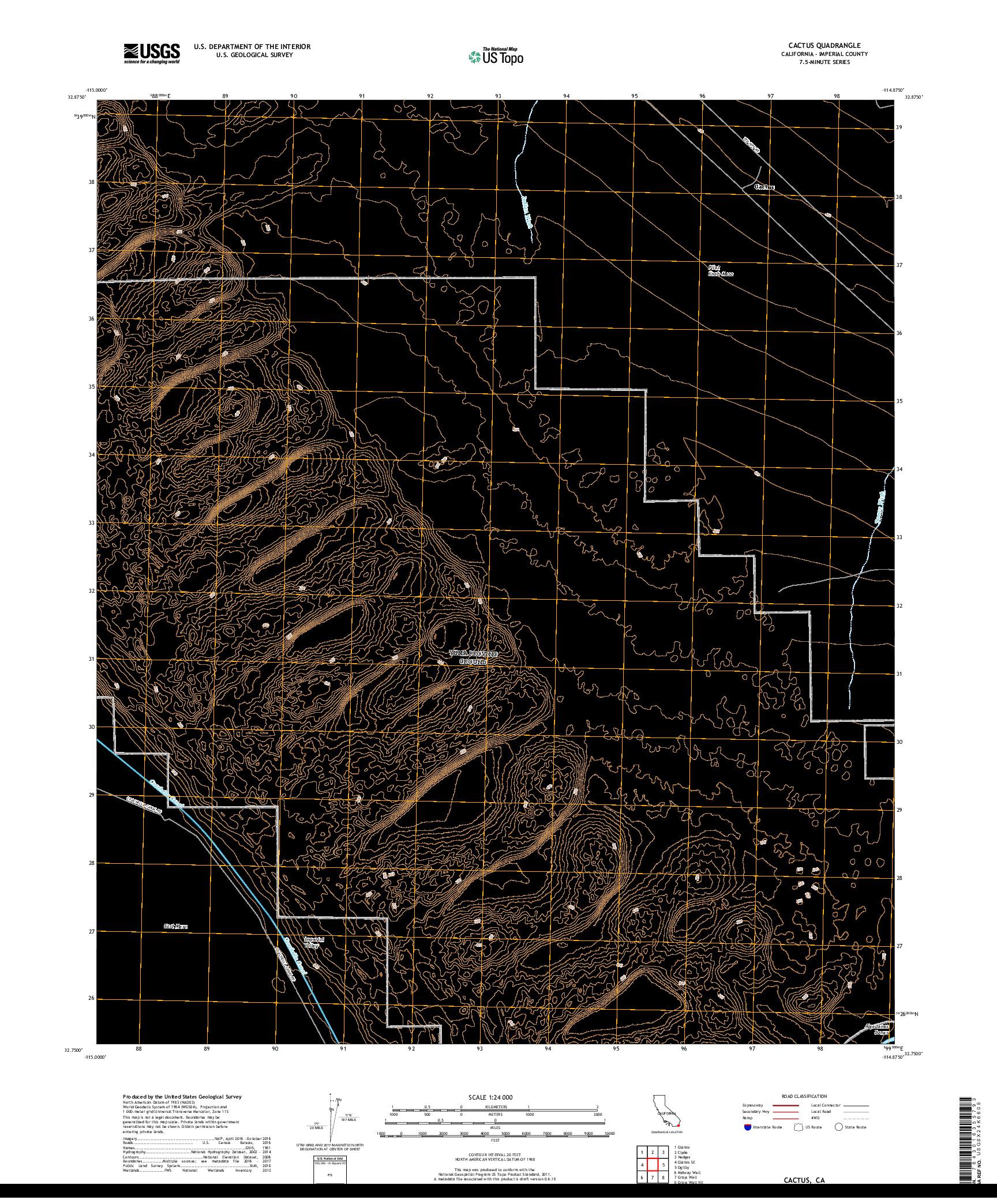 USGS US TOPO 7.5-MINUTE MAP FOR CACTUS, CA 2018