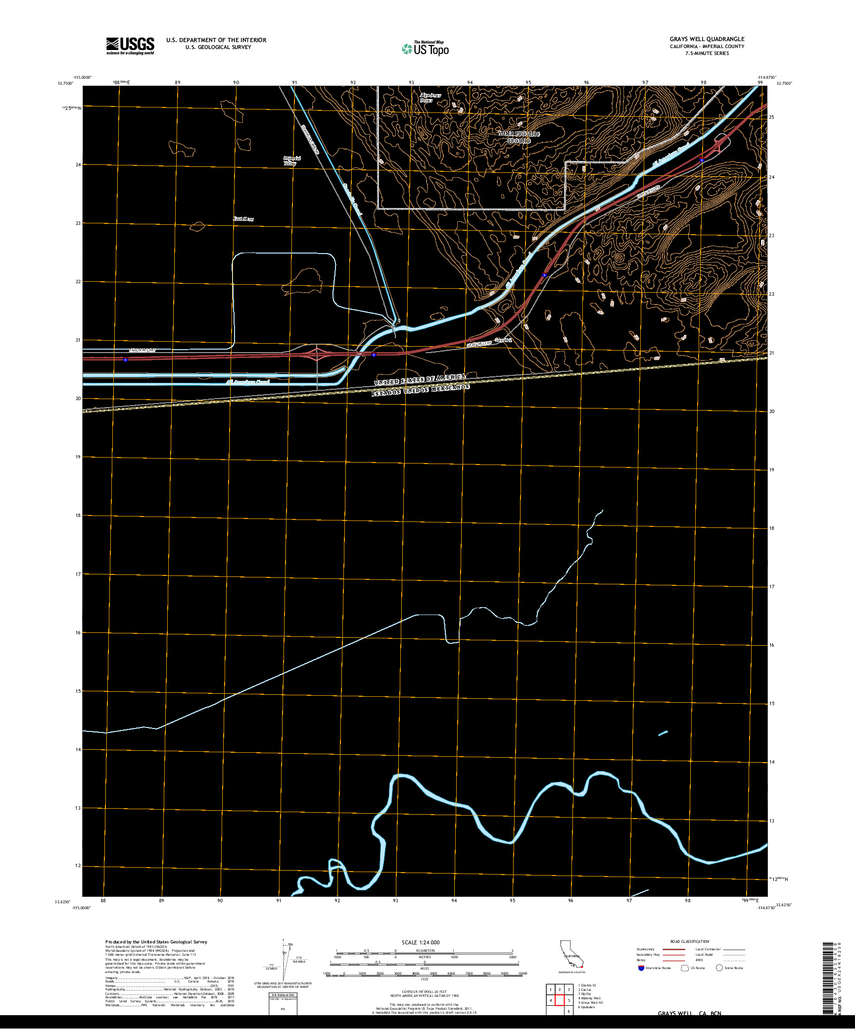 USGS US TOPO 7.5-MINUTE MAP FOR GRAYS WELL, CA,BCN 2018