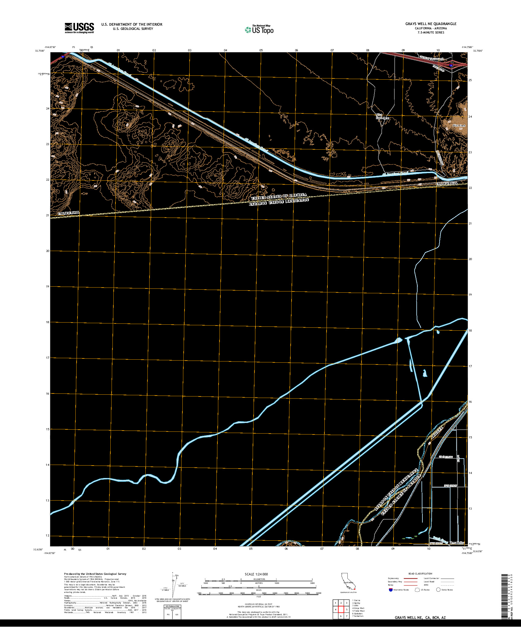 USGS US TOPO 7.5-MINUTE MAP FOR GRAYS WELL NE, CA,BCN,AZ 2018