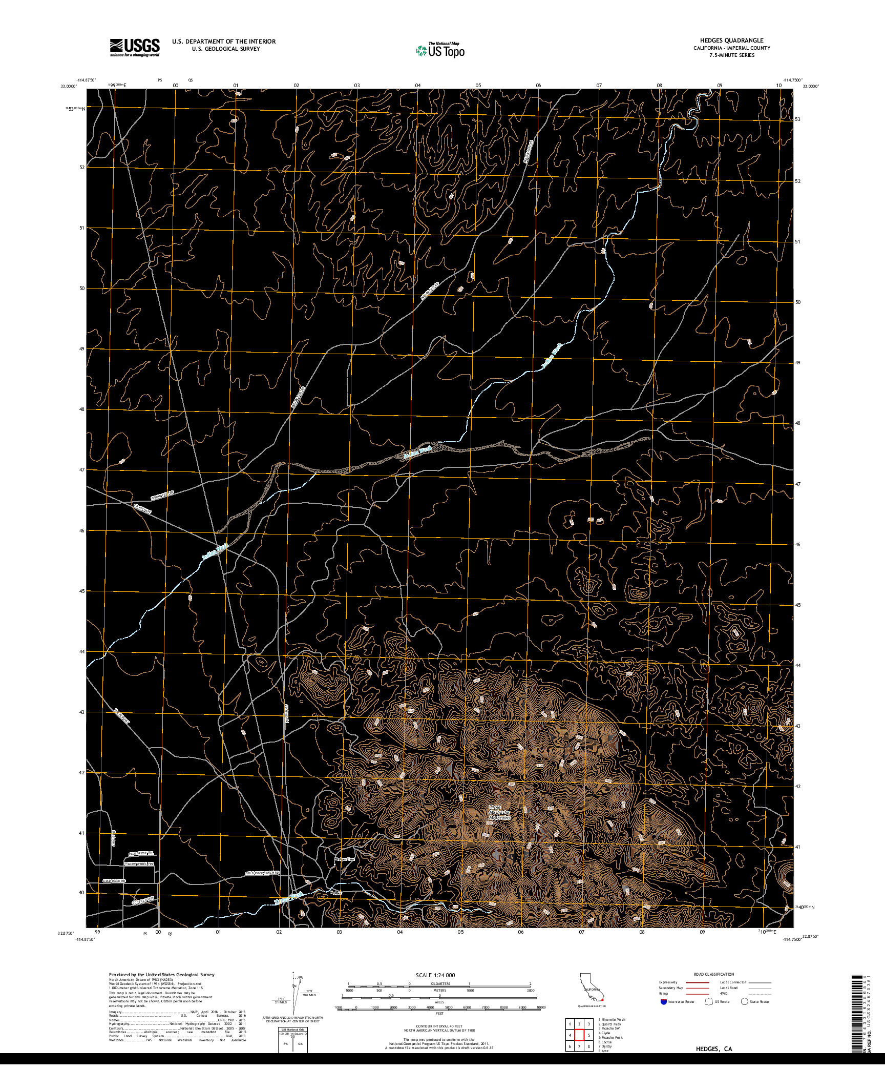 USGS US TOPO 7.5-MINUTE MAP FOR HEDGES, CA 2018