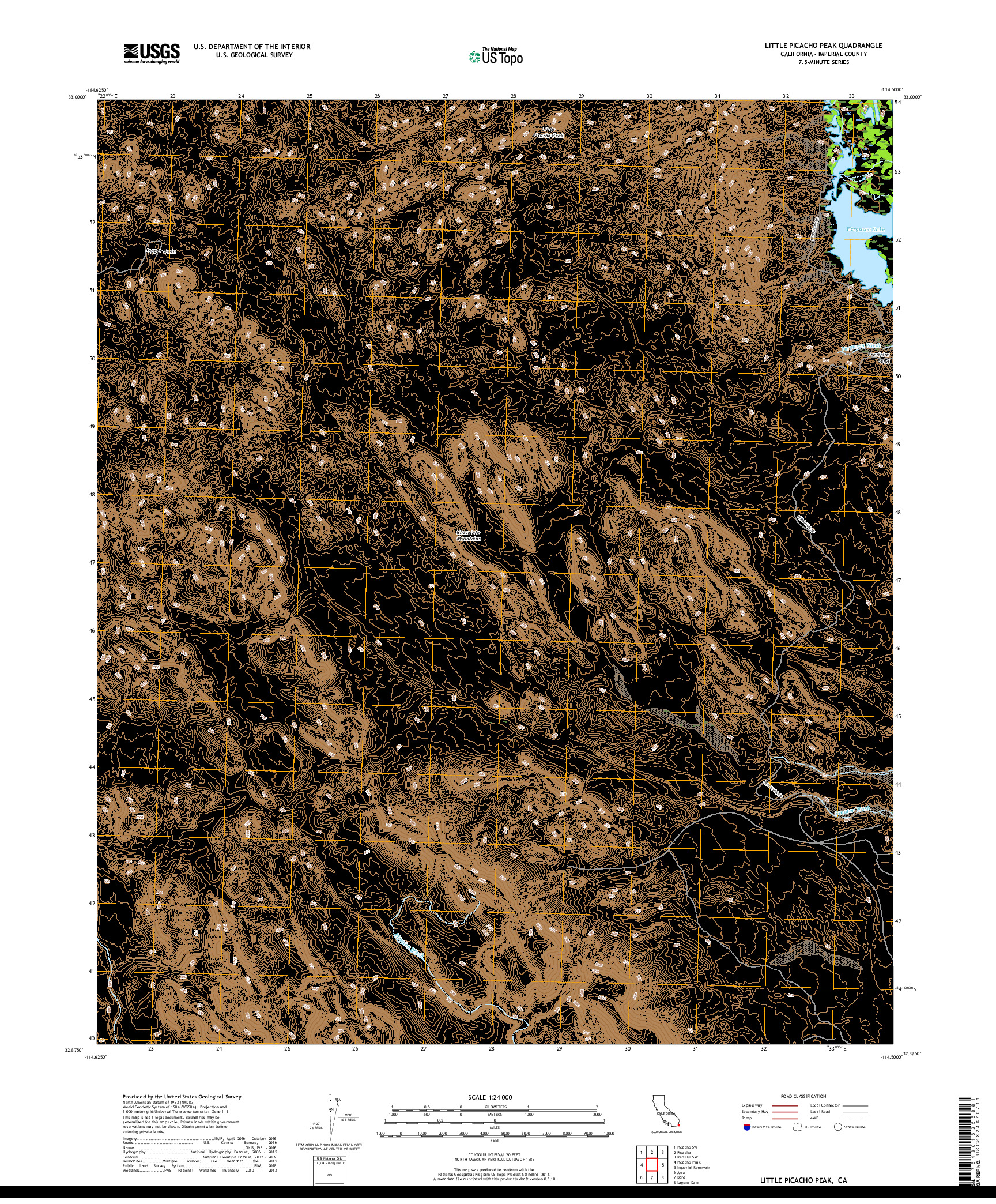 USGS US TOPO 7.5-MINUTE MAP FOR LITTLE PICACHO PEAK, CA 2018