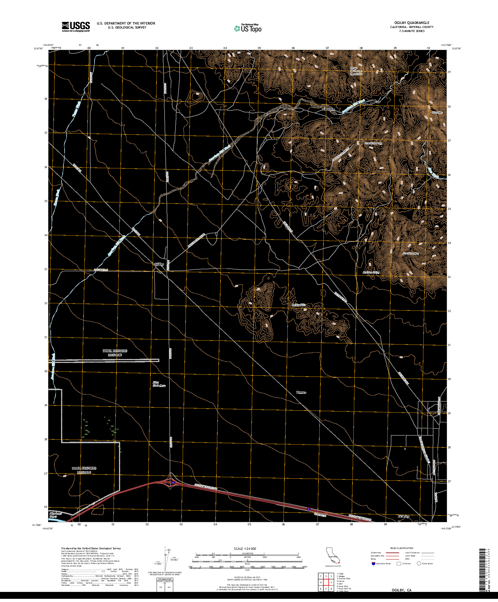 USGS US TOPO 7.5-MINUTE MAP FOR OGILBY, CA 2018