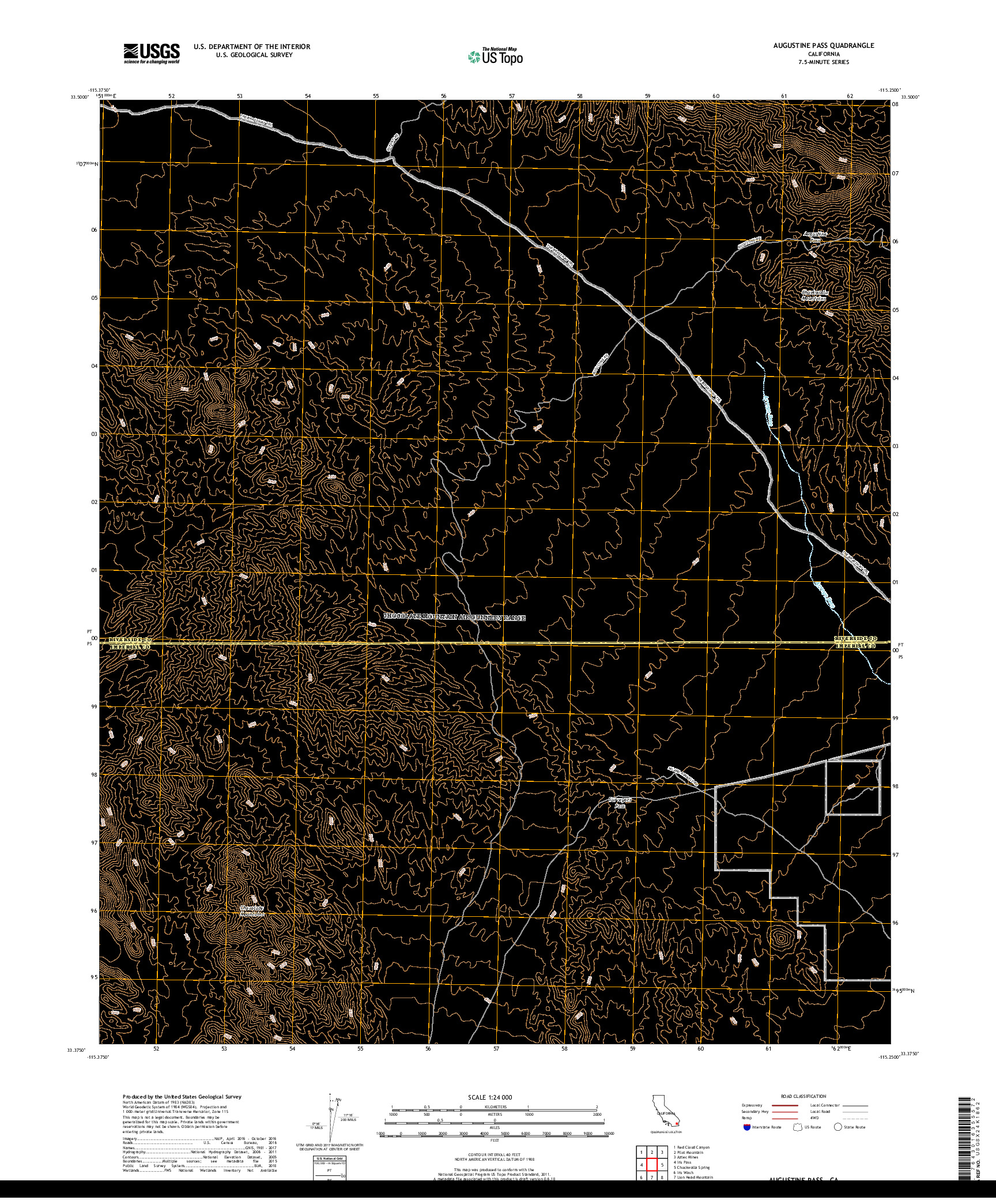 USGS US TOPO 7.5-MINUTE MAP FOR AUGUSTINE PASS, CA 2018