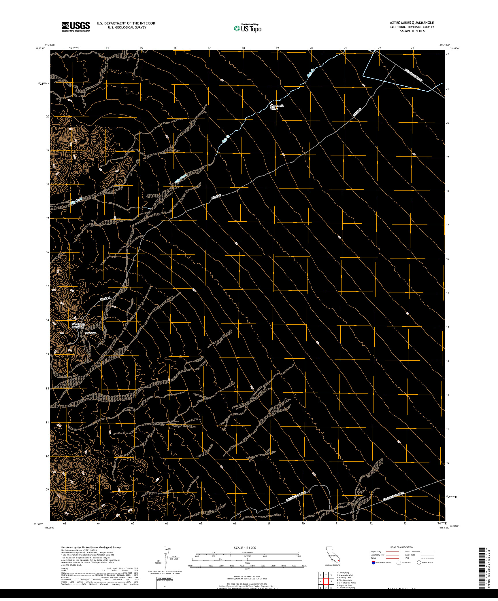 USGS US TOPO 7.5-MINUTE MAP FOR AZTEC MINES, CA 2018