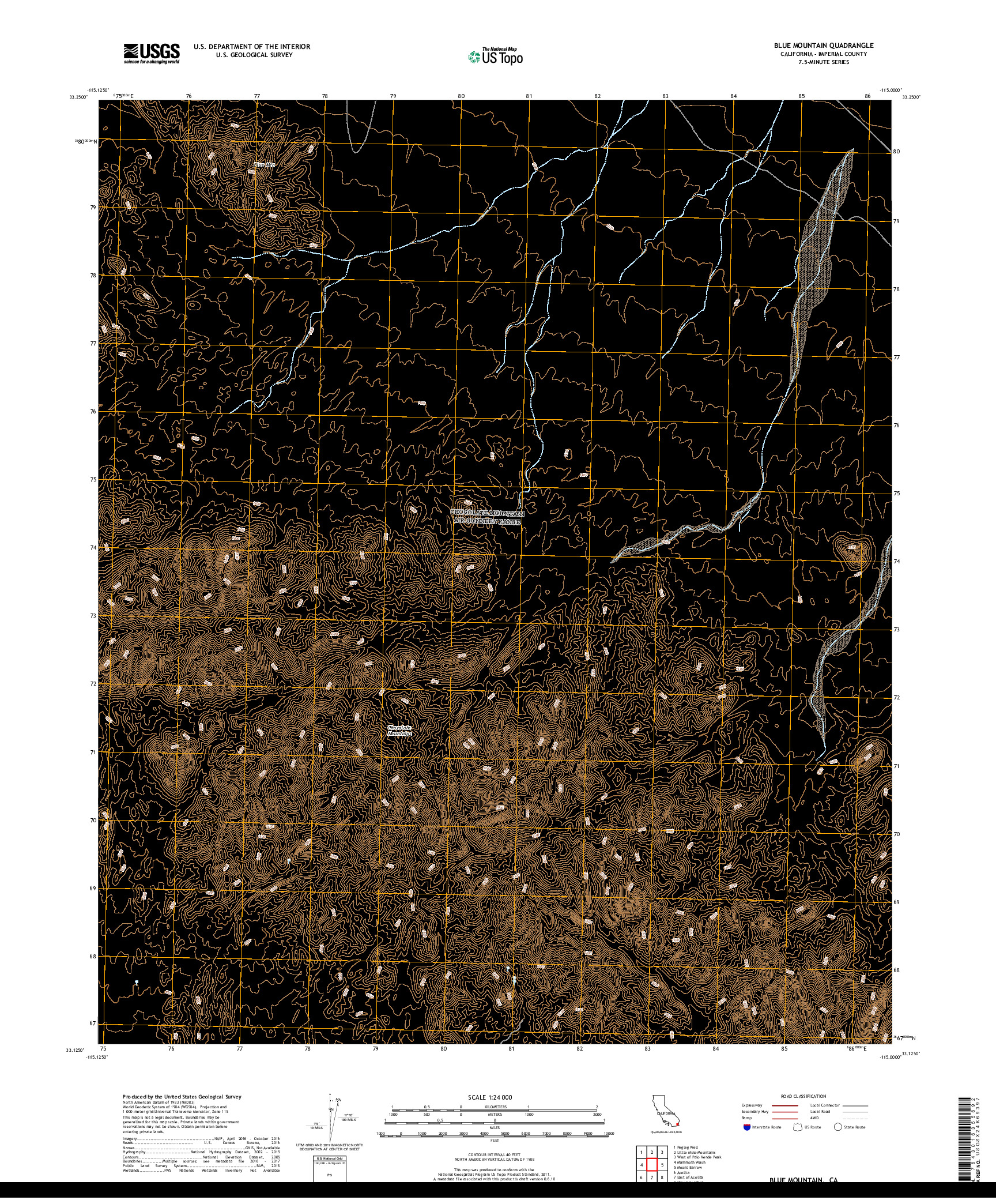 USGS US TOPO 7.5-MINUTE MAP FOR BLUE MOUNTAIN, CA 2018