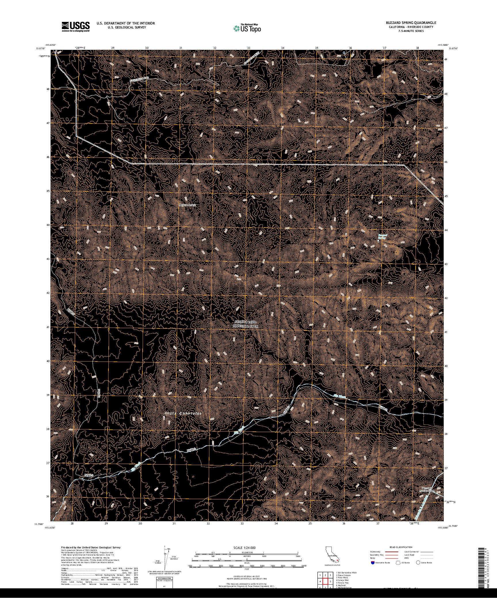 USGS US TOPO 7.5-MINUTE MAP FOR BUZZARD SPRING, CA 2018