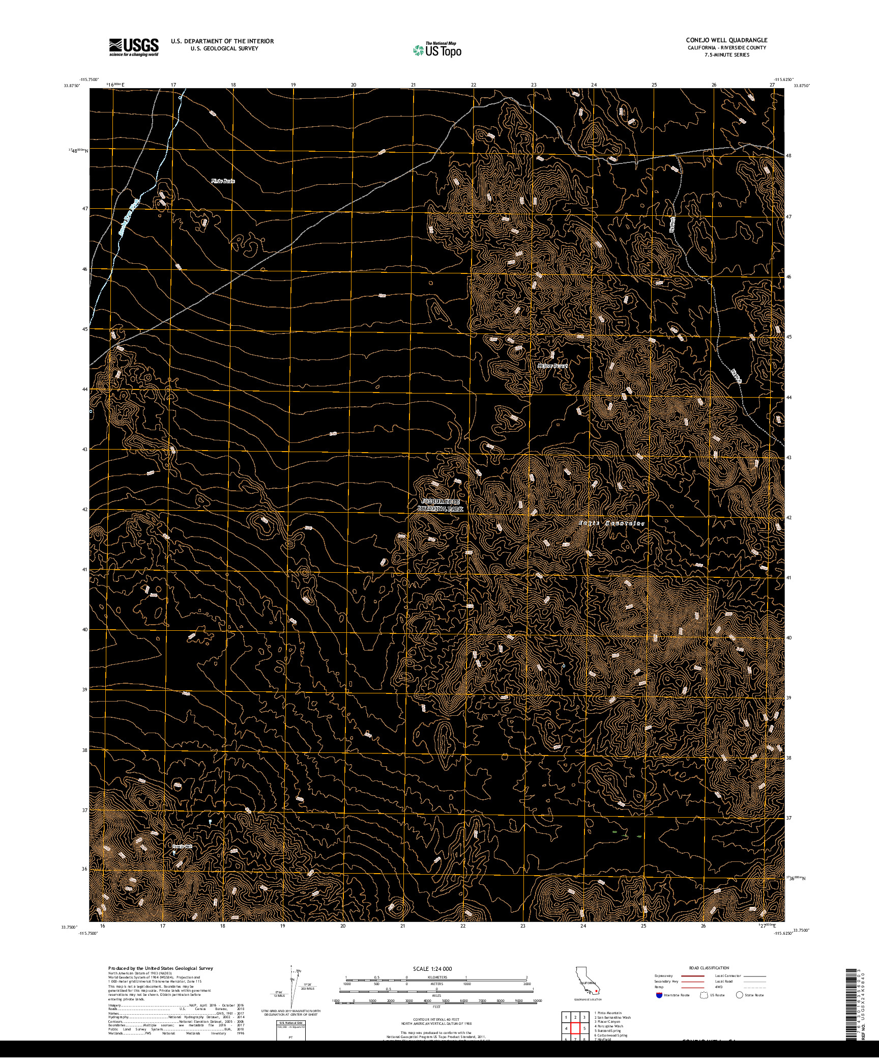 USGS US TOPO 7.5-MINUTE MAP FOR CONEJO WELL, CA 2018