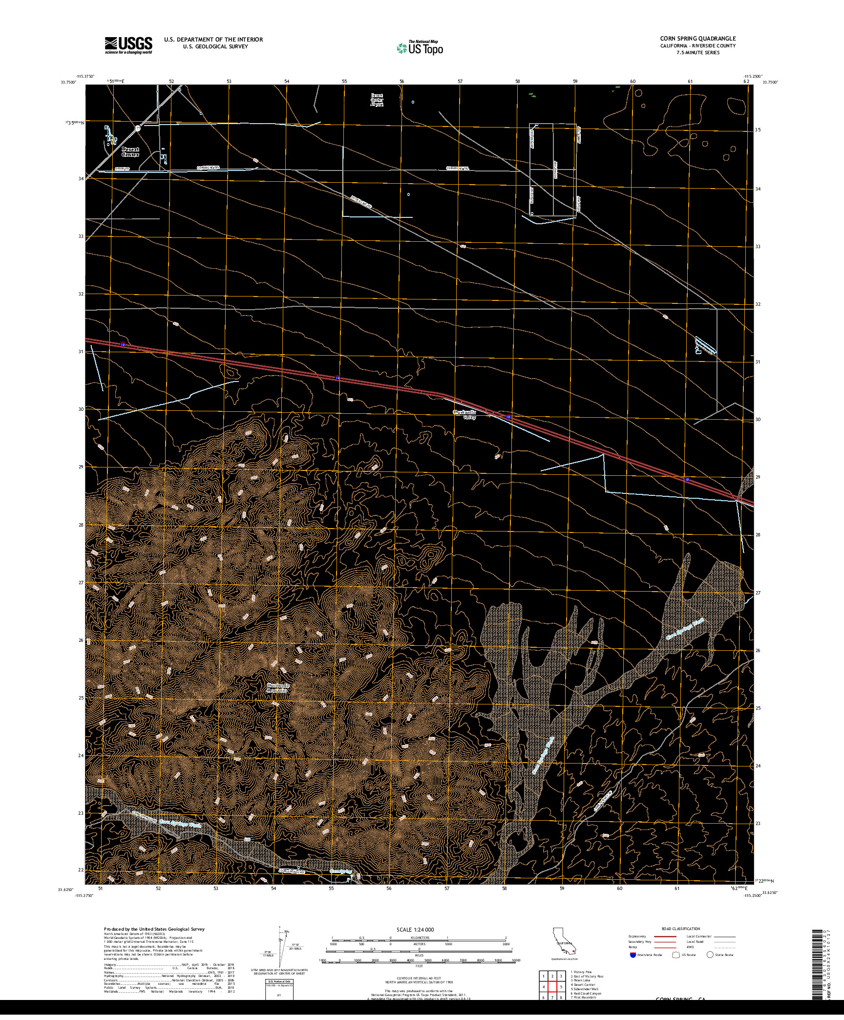 USGS US TOPO 7.5-MINUTE MAP FOR CORN SPRING, CA 2018