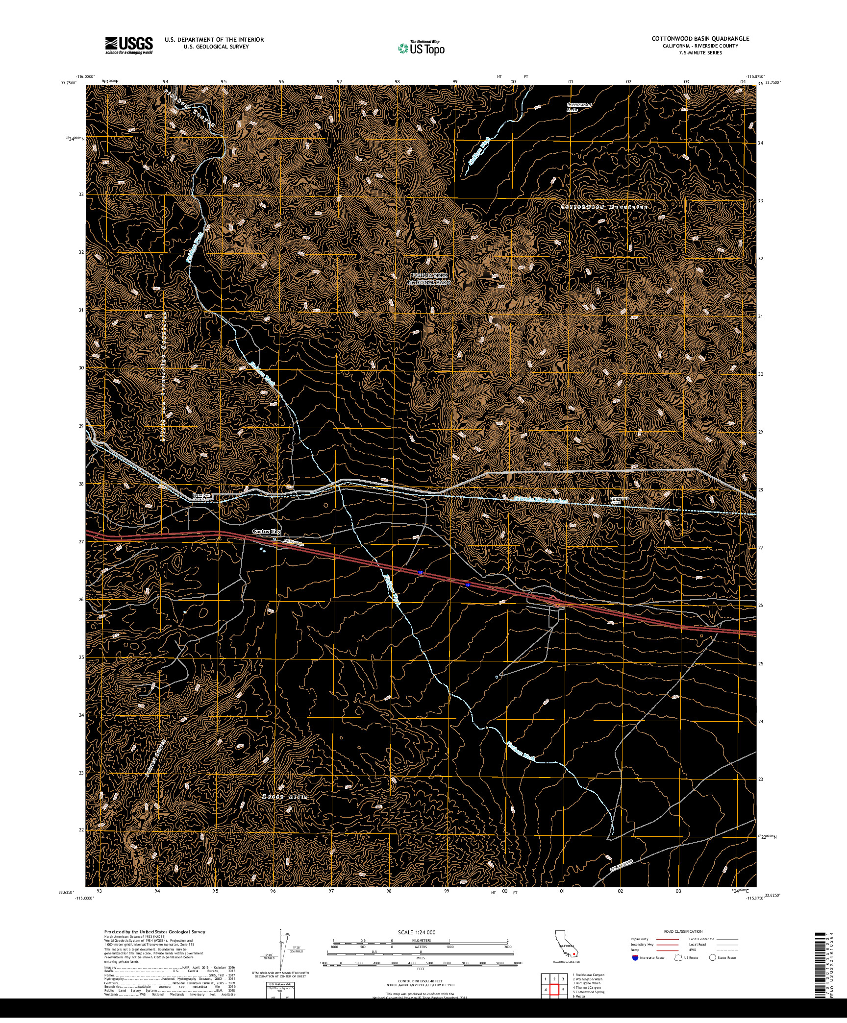 USGS US TOPO 7.5-MINUTE MAP FOR COTTONWOOD BASIN, CA 2018