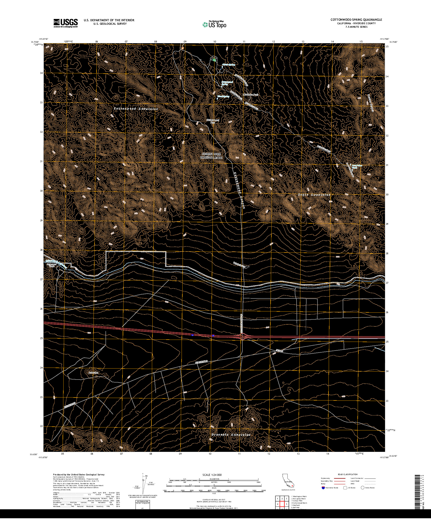 USGS US TOPO 7.5-MINUTE MAP FOR COTTONWOOD SPRING, CA 2018