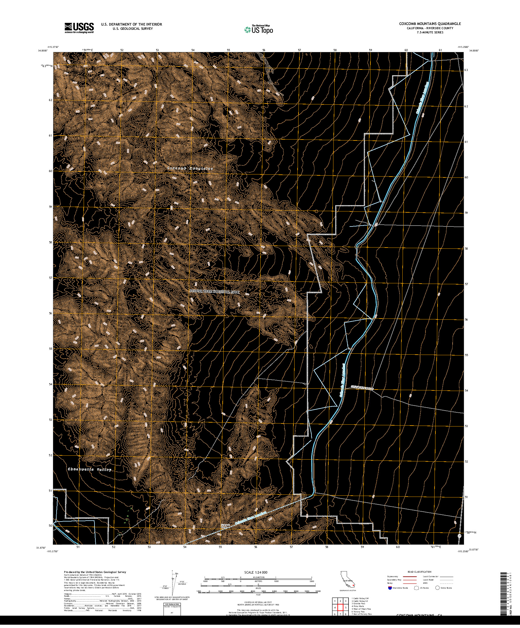 USGS US TOPO 7.5-MINUTE MAP FOR COXCOMB MOUNTAINS, CA 2018