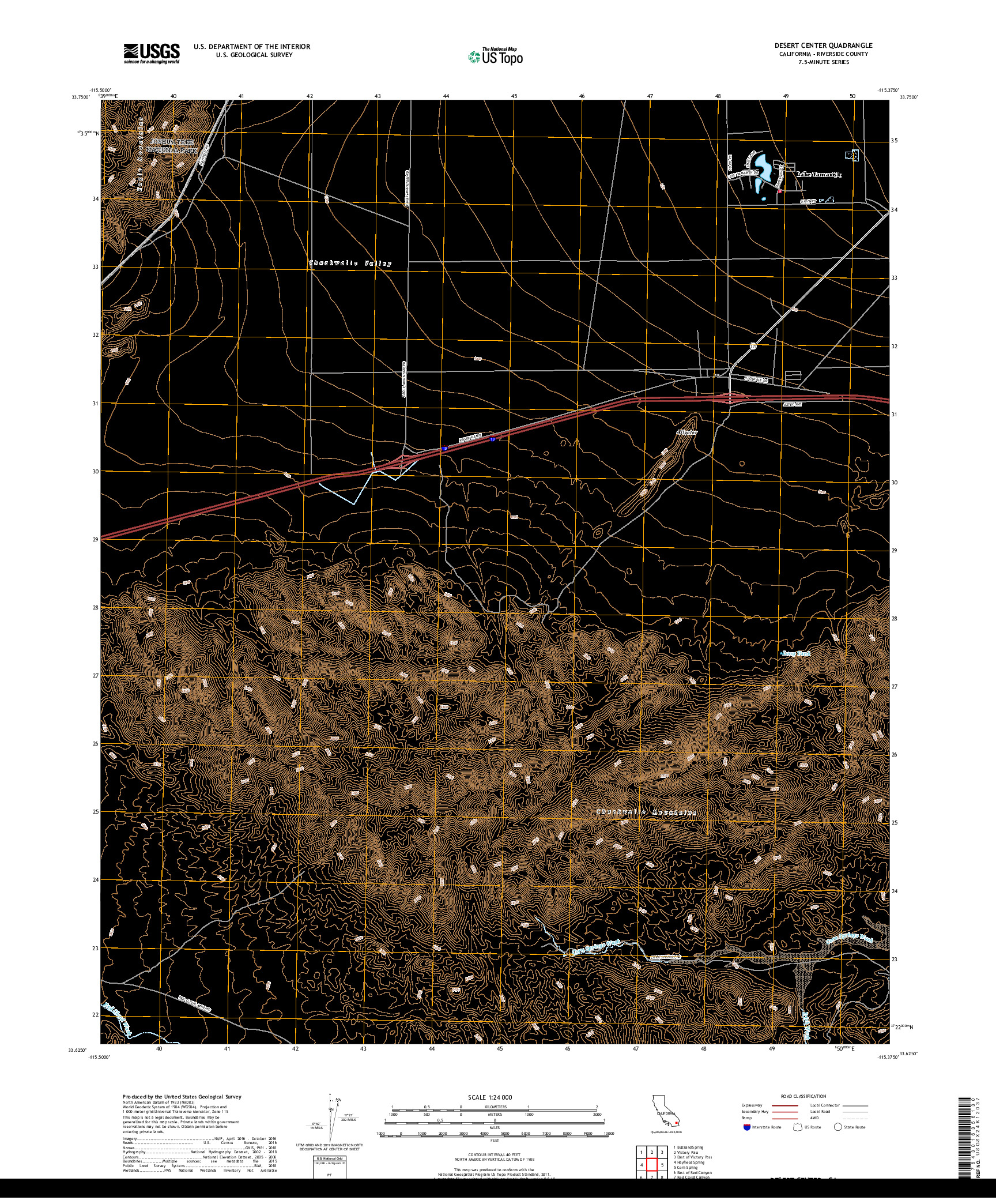 USGS US TOPO 7.5-MINUTE MAP FOR DESERT CENTER, CA 2018