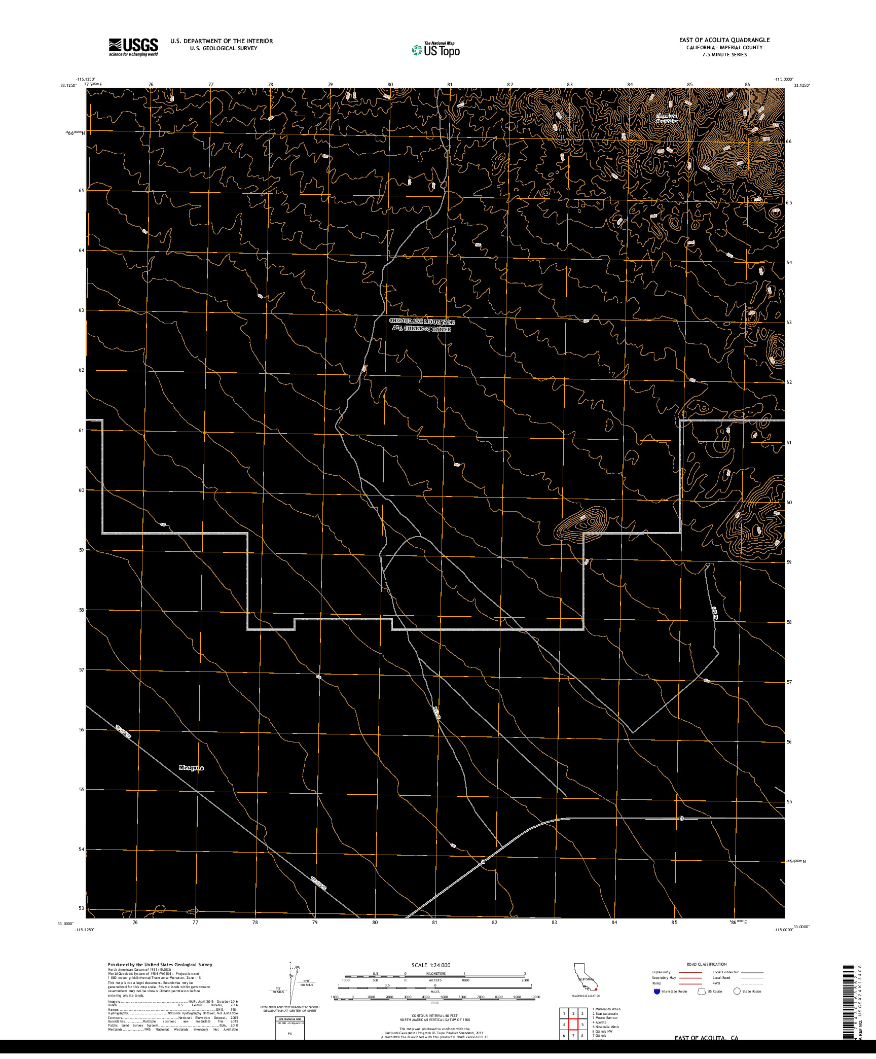 USGS US TOPO 7.5-MINUTE MAP FOR EAST OF ACOLITA, CA 2018