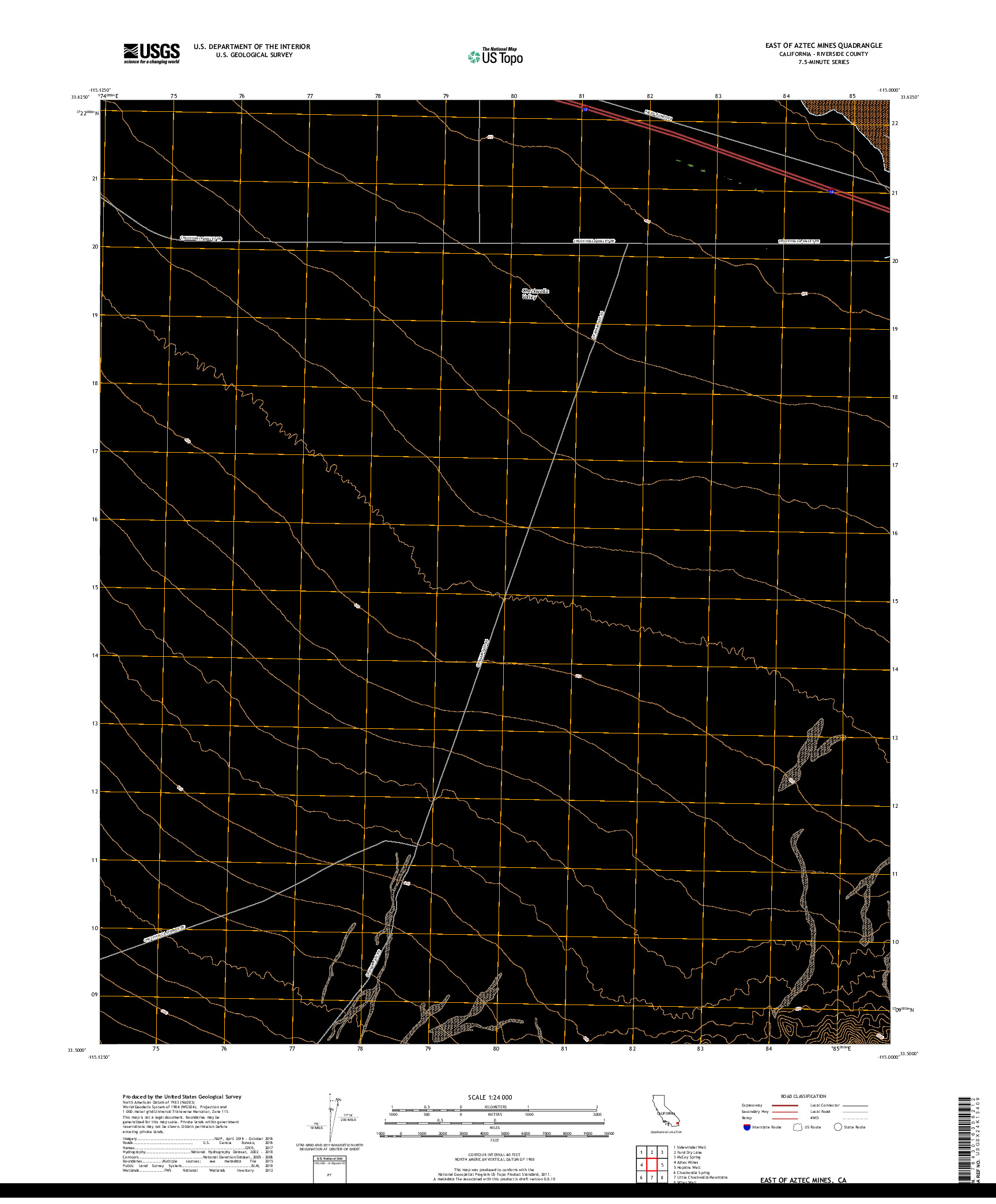 USGS US TOPO 7.5-MINUTE MAP FOR EAST OF AZTEC MINES, CA 2018