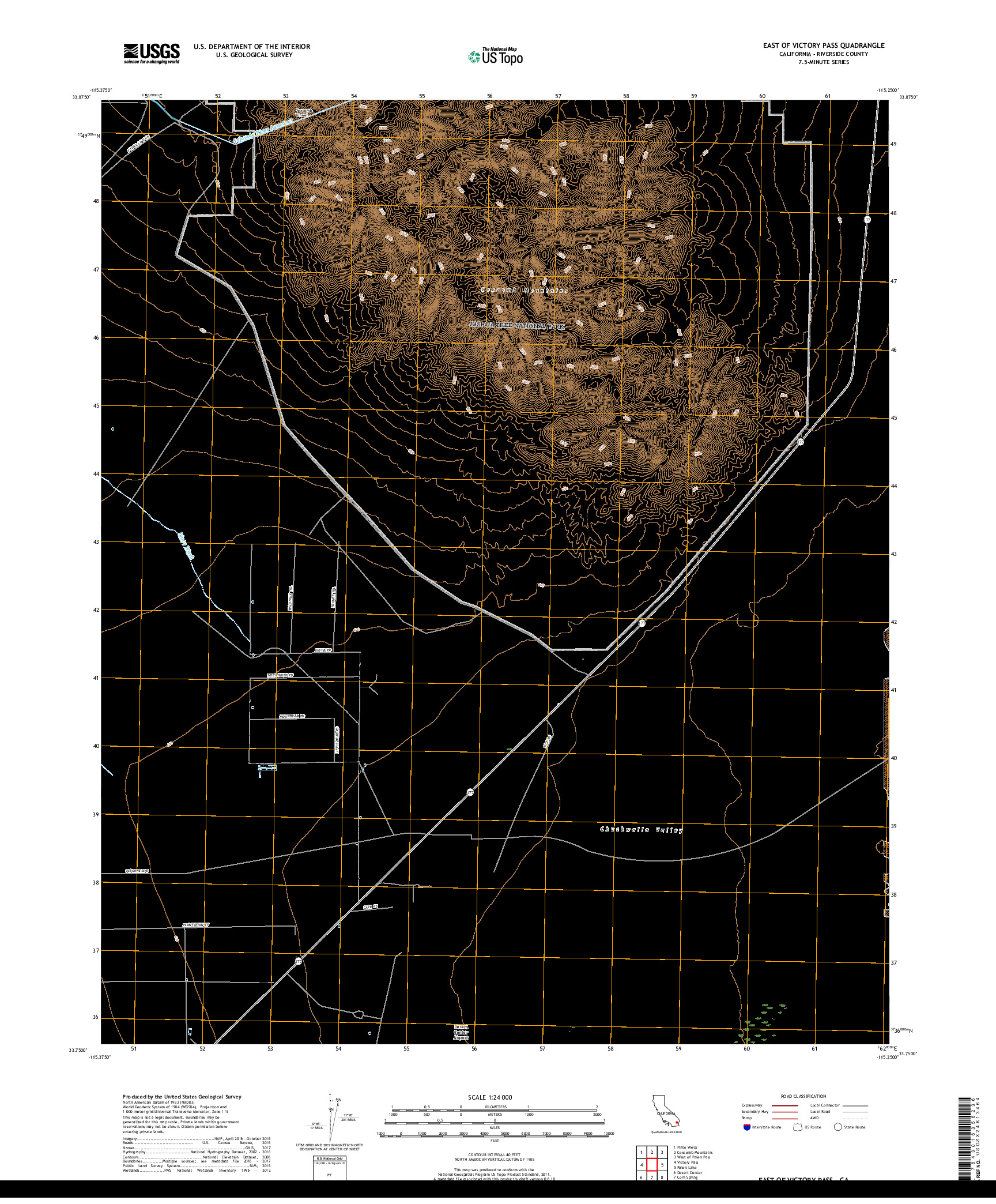 USGS US TOPO 7.5-MINUTE MAP FOR EAST OF VICTORY PASS, CA 2018