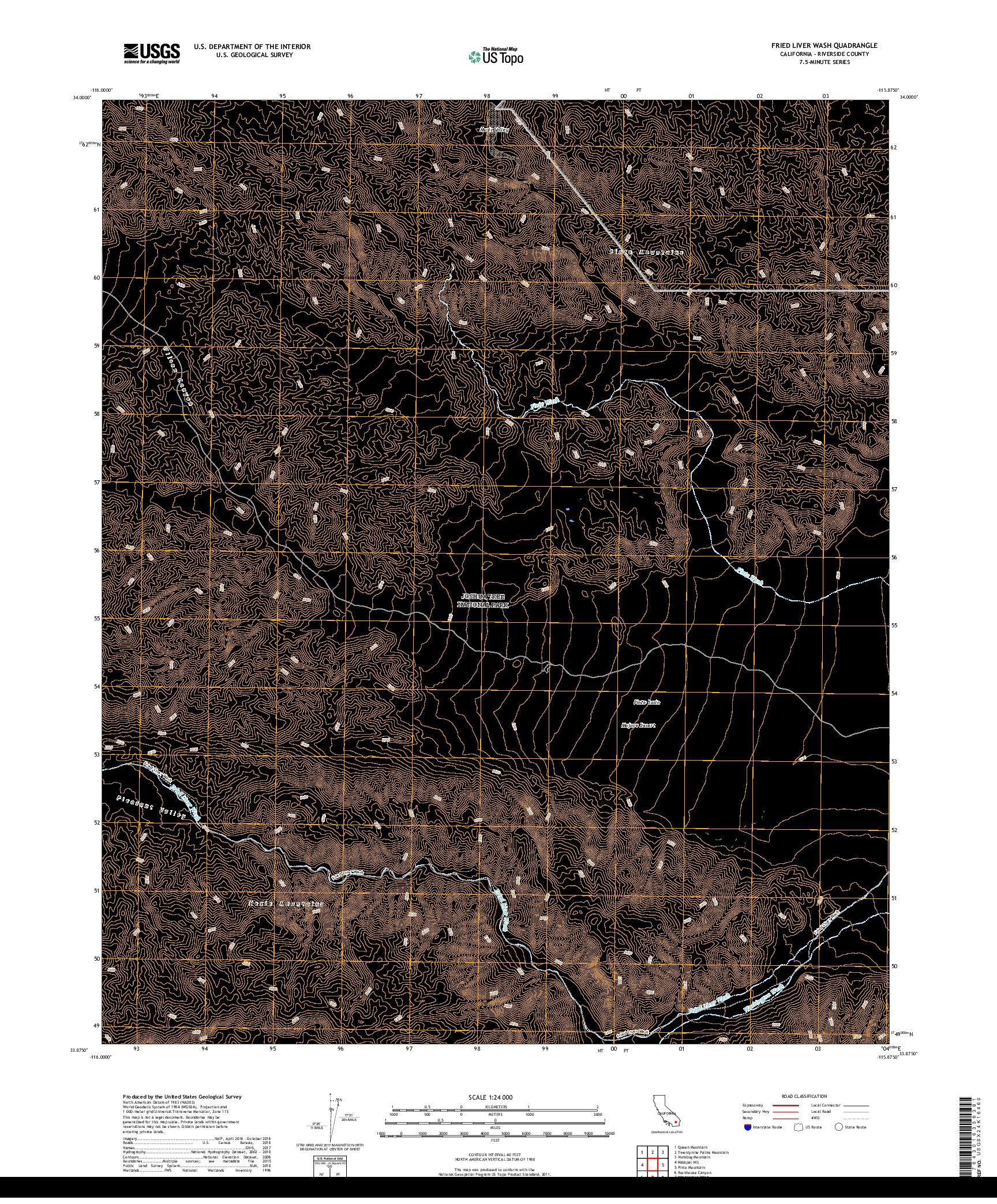 USGS US TOPO 7.5-MINUTE MAP FOR FRIED LIVER WASH, CA 2018