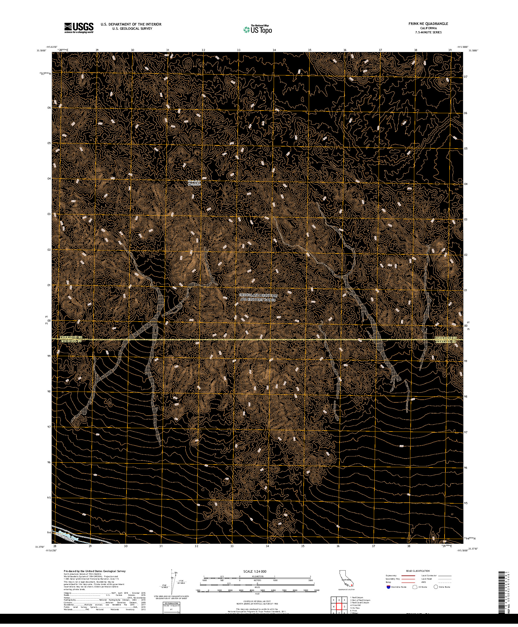 USGS US TOPO 7.5-MINUTE MAP FOR FRINK NE, CA 2018