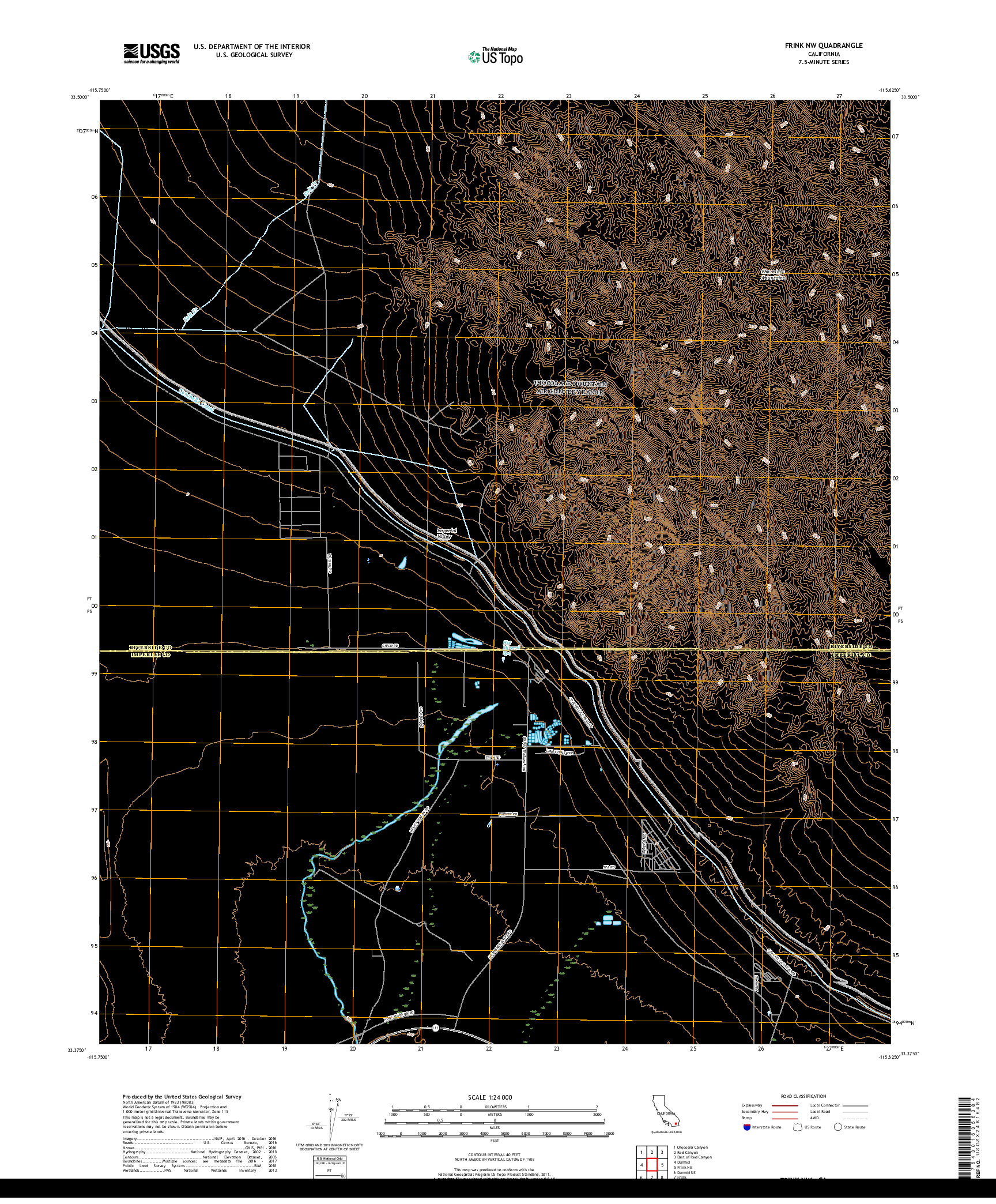 USGS US TOPO 7.5-MINUTE MAP FOR FRINK NW, CA 2018